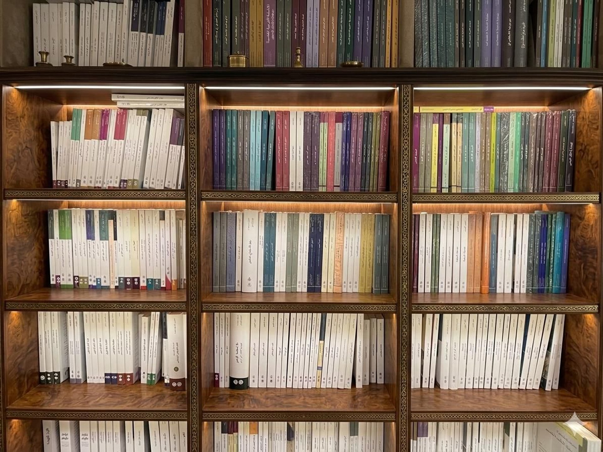 a book shelf filled with lots of books