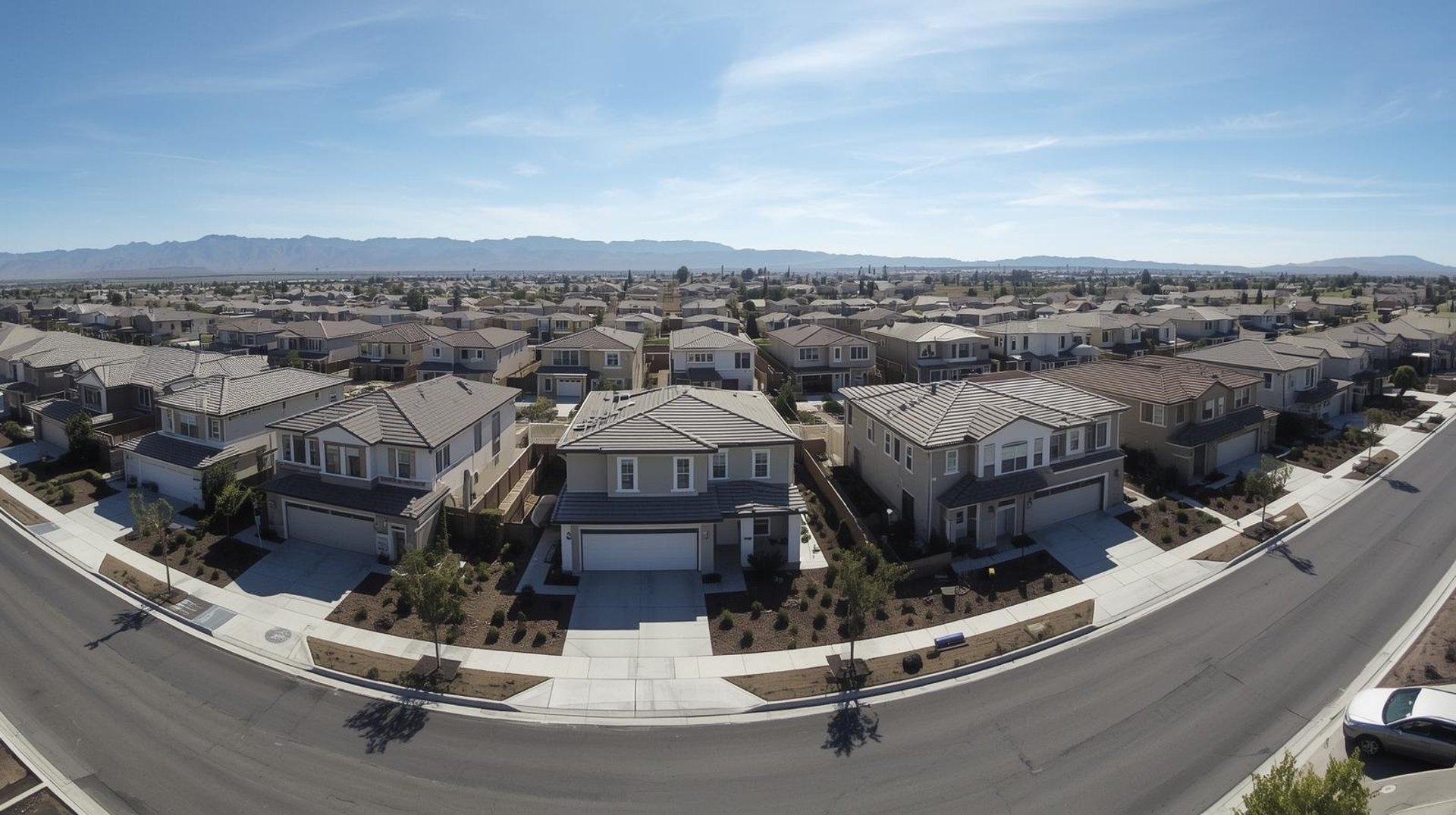 a house with palm trees and a body of water in the background