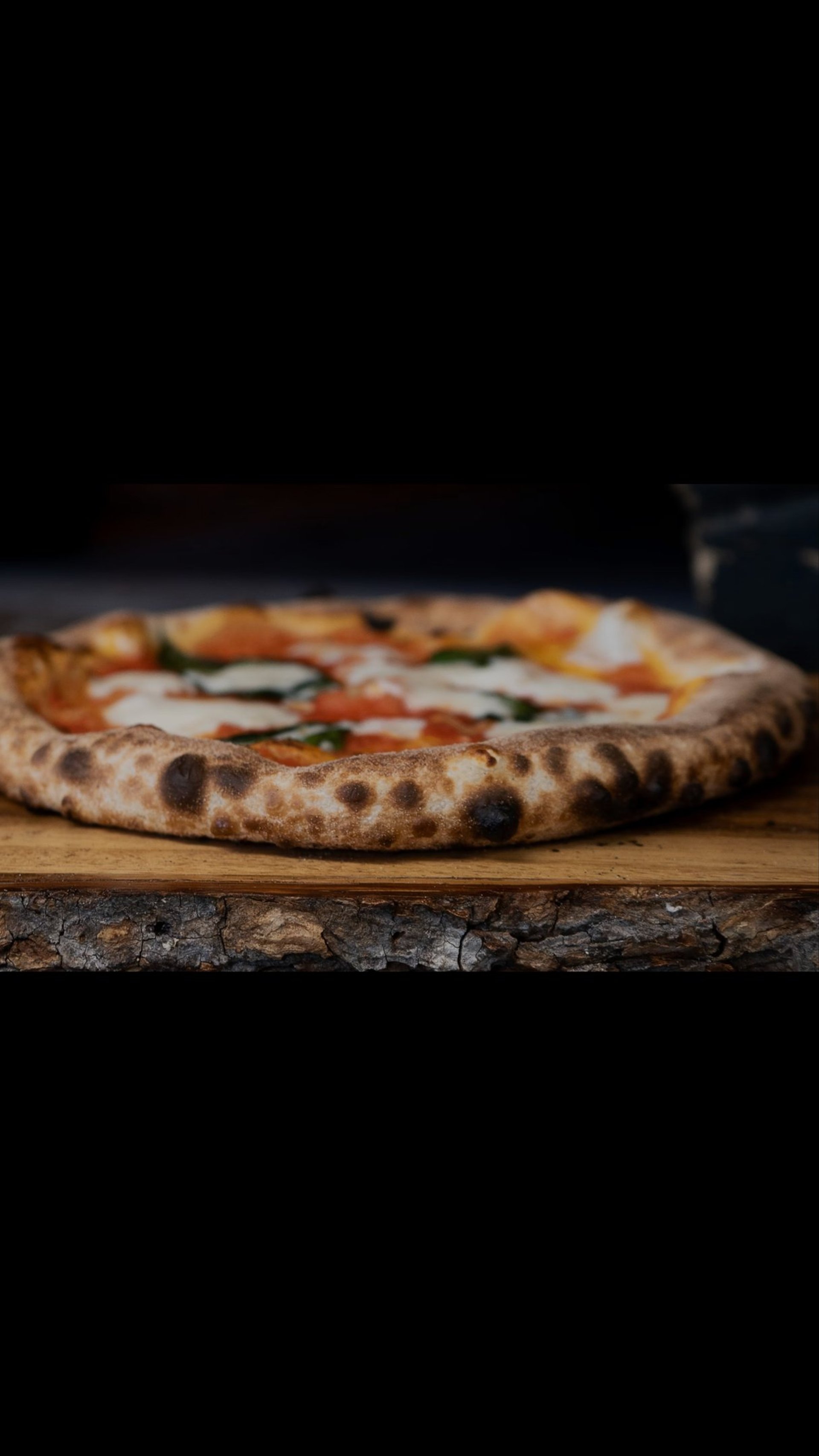 pizza with green leaves and red sauce