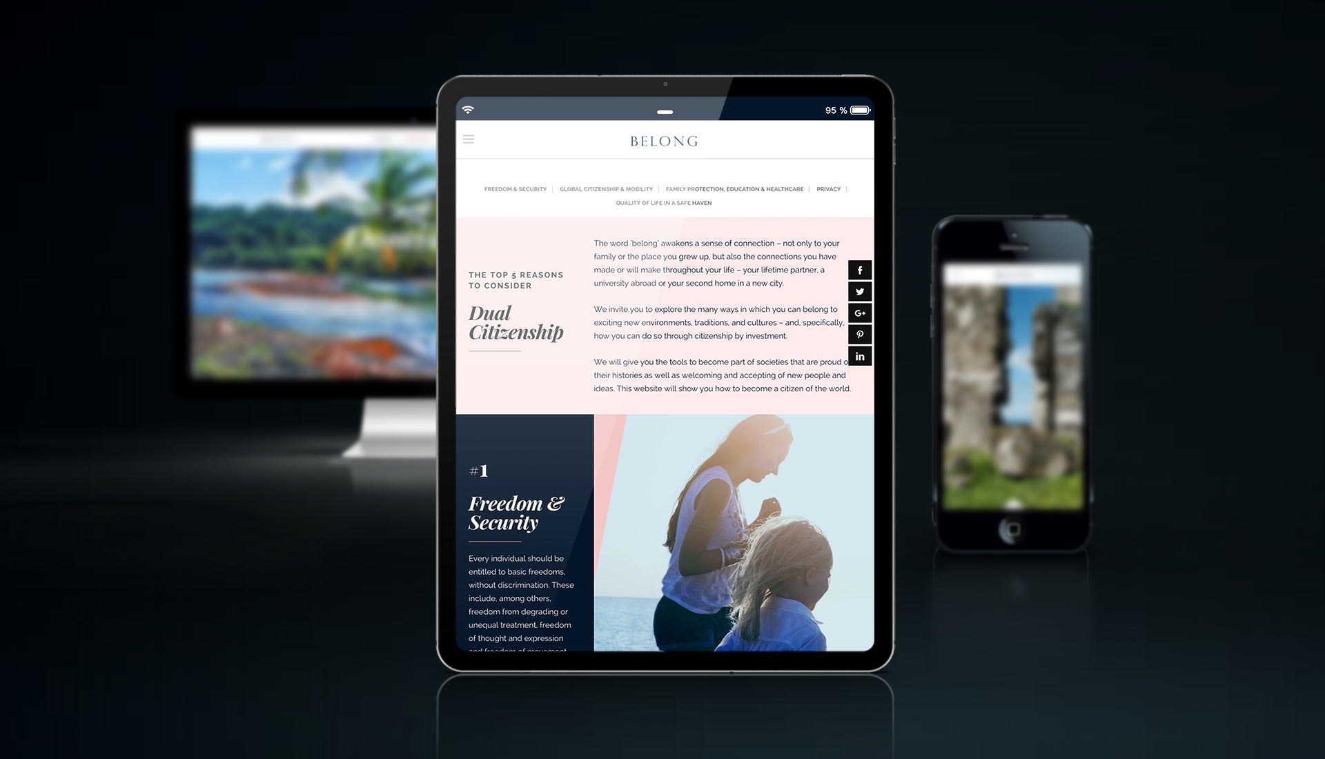 an abstract photo of a curved building with a blue sky in the background