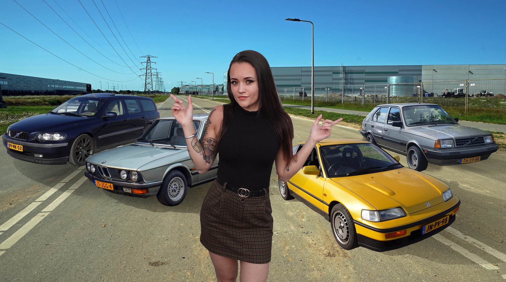 Joy van Haelen and her project cars: Volvo V70 D5, BMW E28 520i, Honda CRX ED9 and Volvo 340 DL