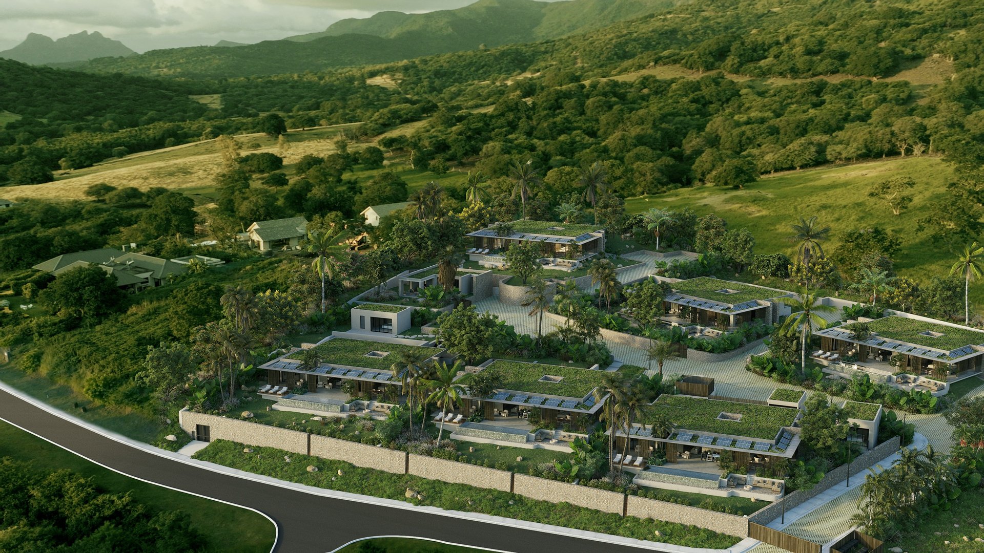 an abstract photo of a curved building with a blue sky in the background