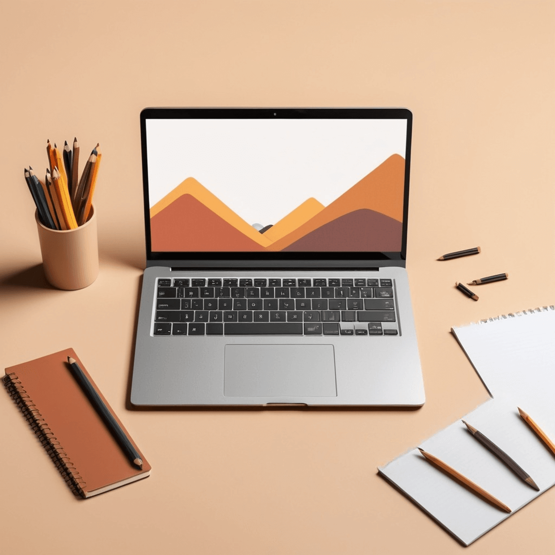 a laptop and pencil on a table