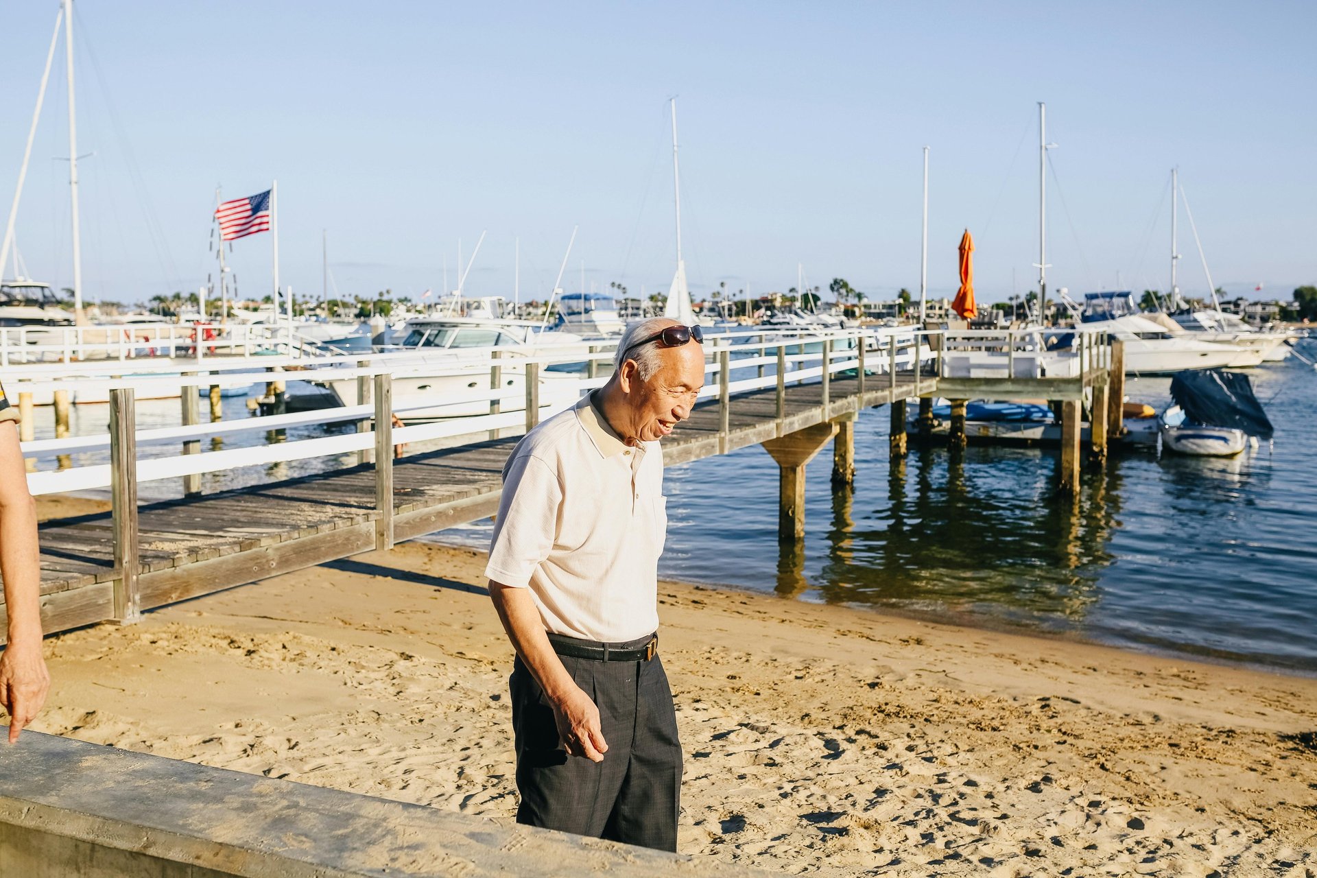 walking along a marina
