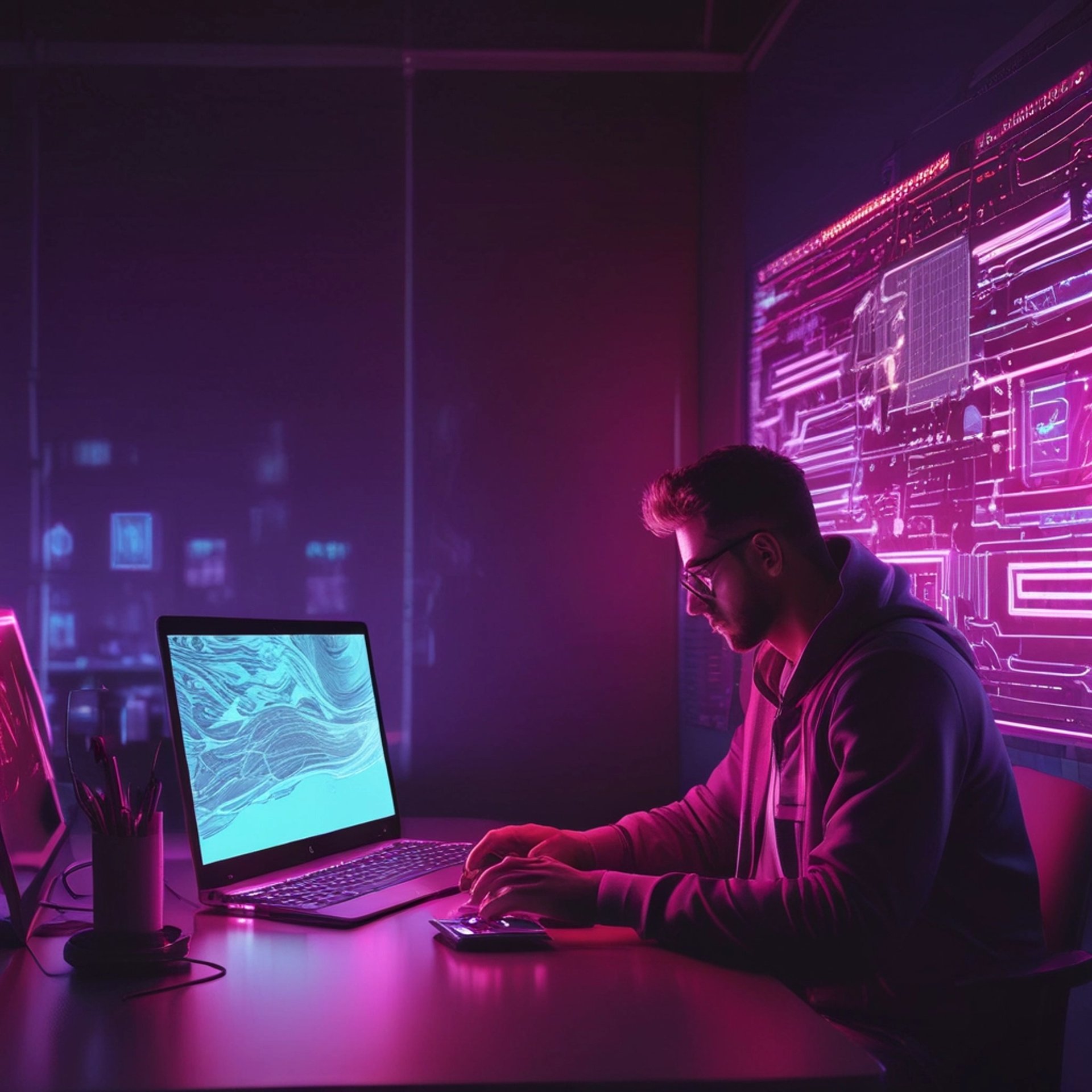 an abstract photo of a curved building with a blue sky in the background