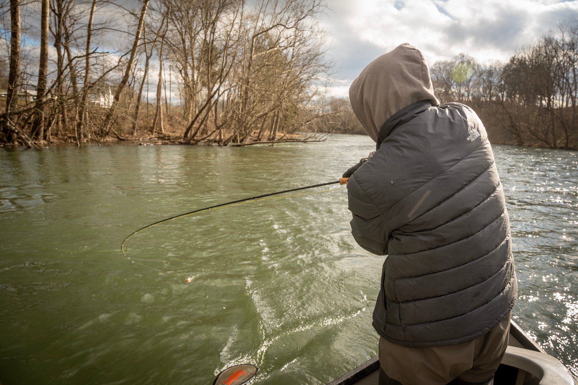 March fly fishing in East Tennessee, Fish on!!