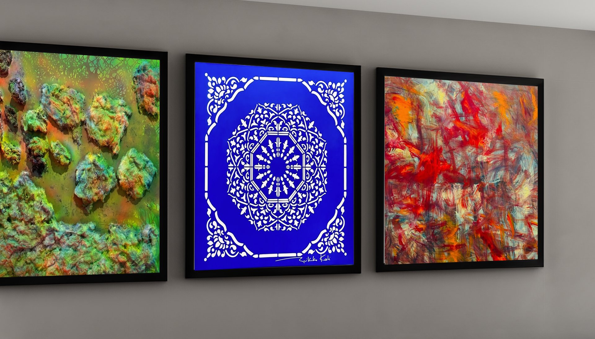 an abstract photo of a curved building with a blue sky in the background