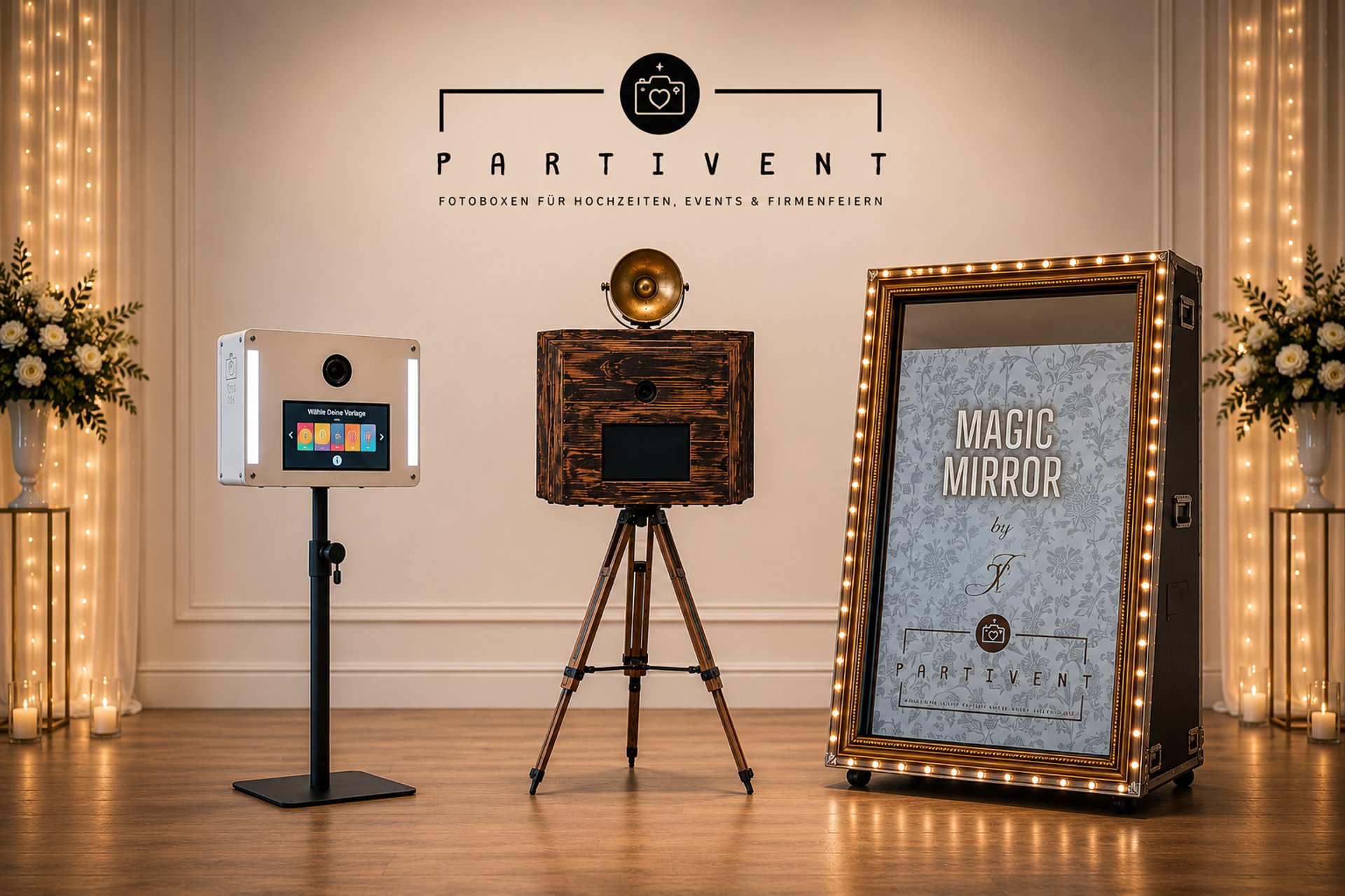 Fotobox mieten in Aulendorf & Ravensburg – Partivent Photobooth und Magic Mirror für Hochzeiten