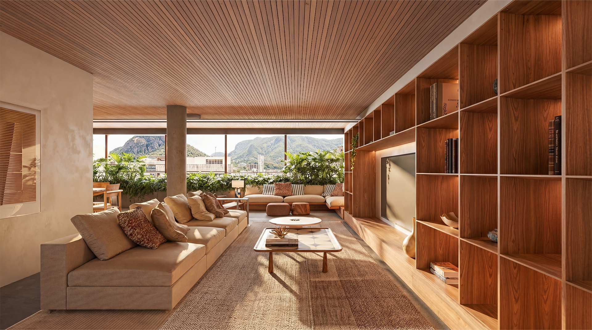 an abstract photo of a curved building with a blue sky in the background