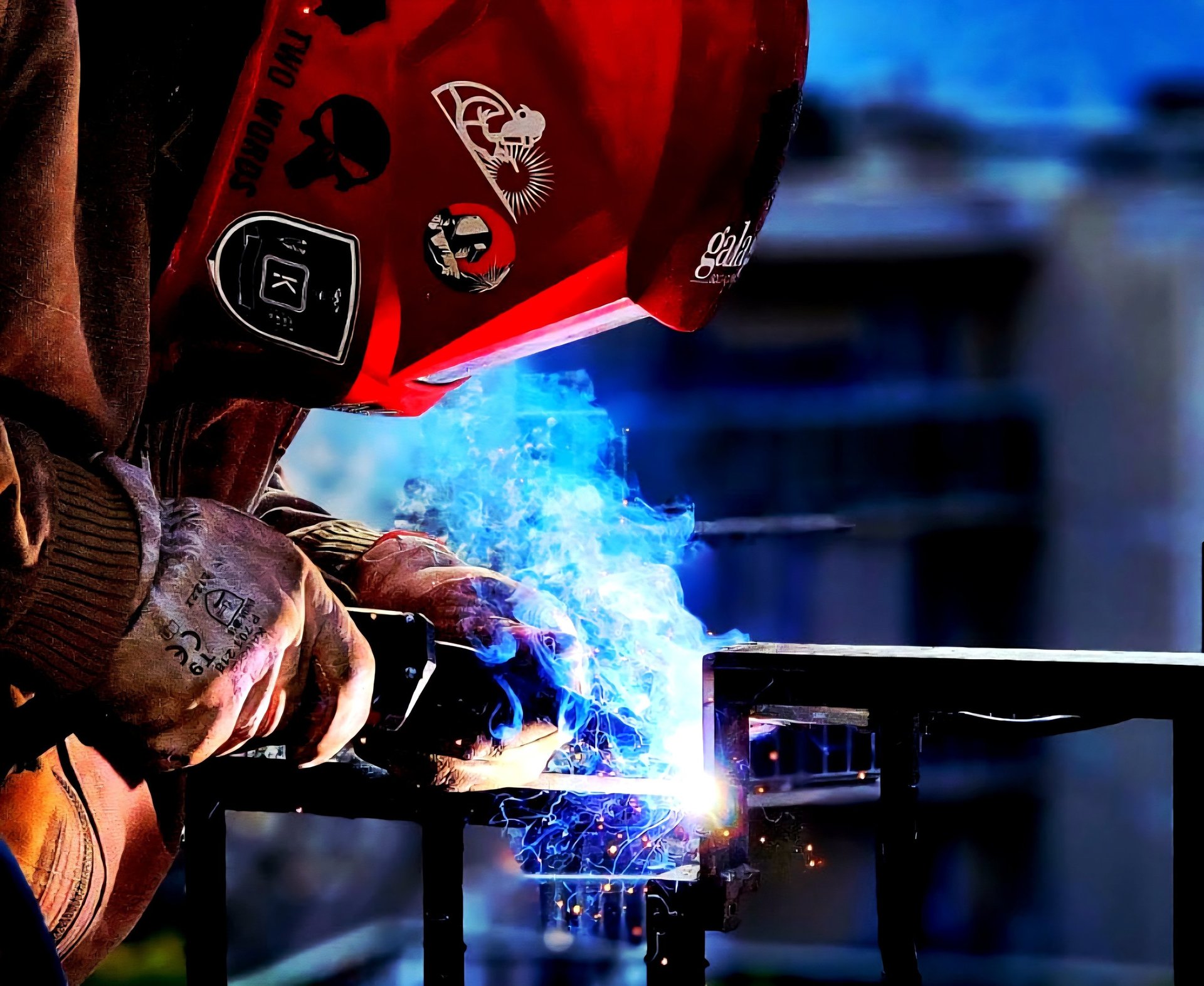 man using welding machine