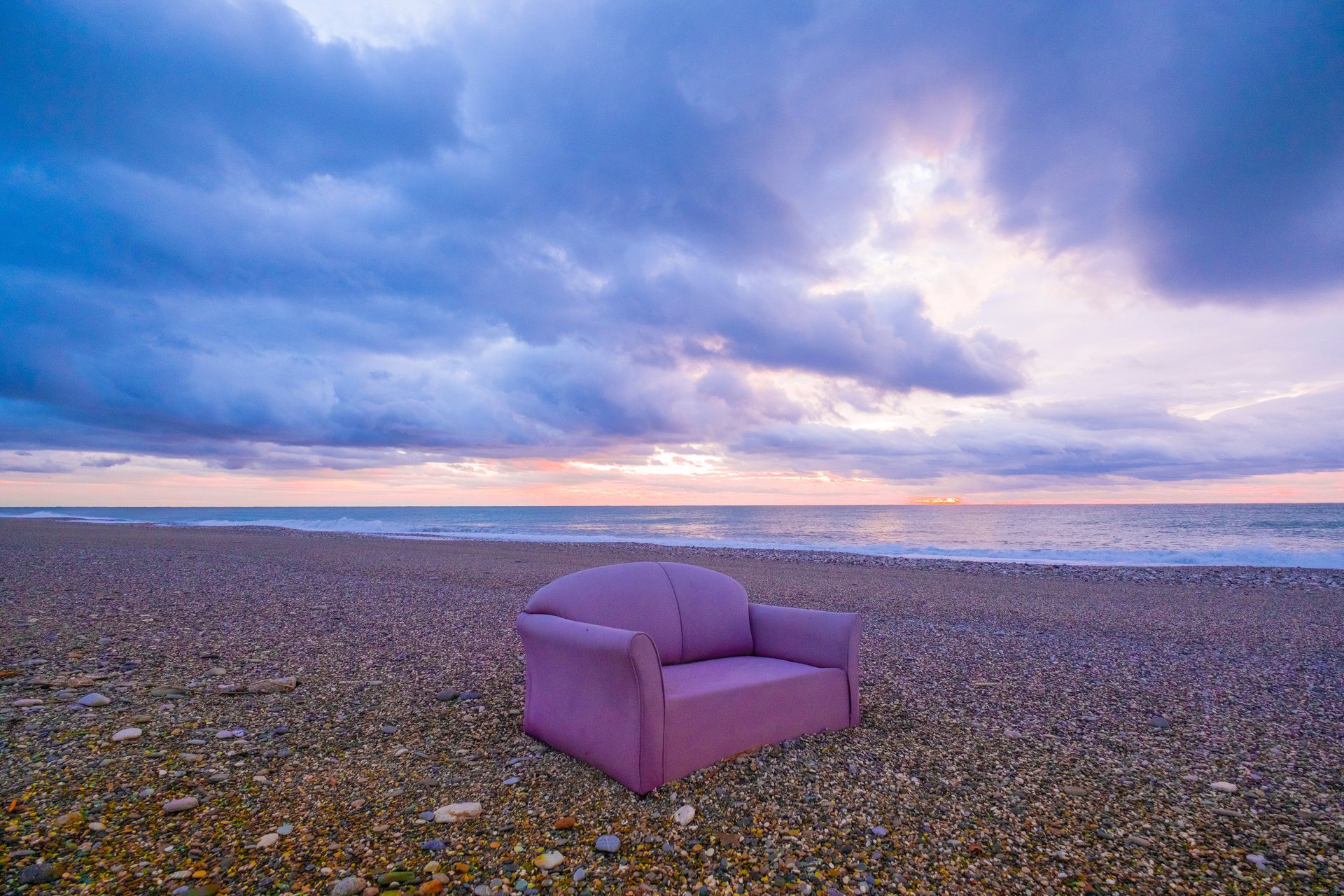 blue couch with trees
