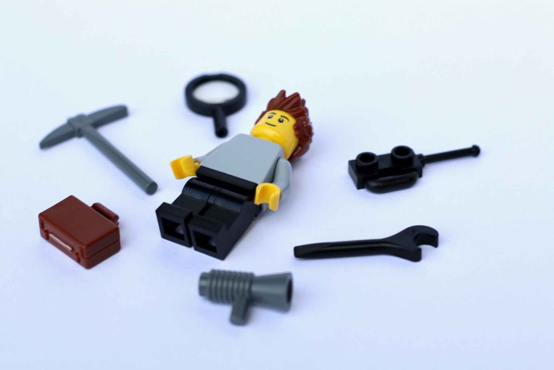 lego mini figure on white computer keyboard