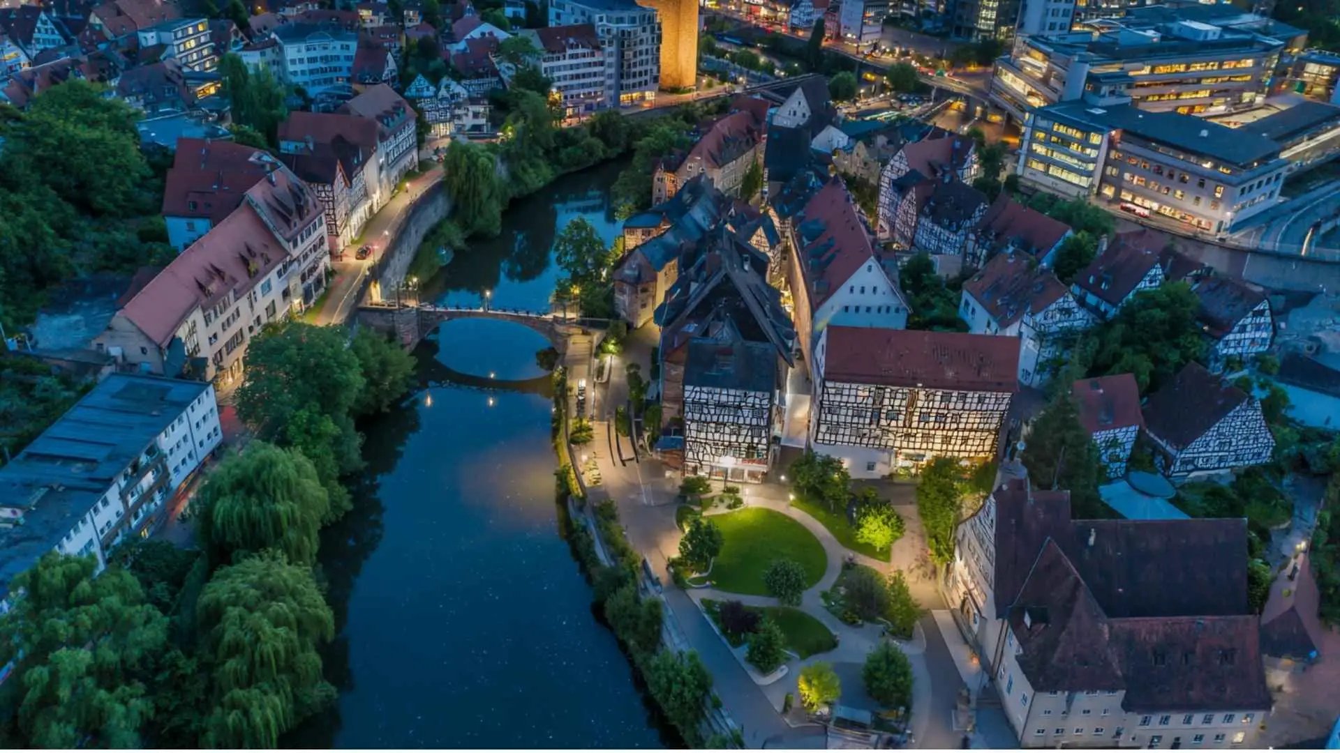 Luftaufnahme der historischen Altstadt von Waiblingen