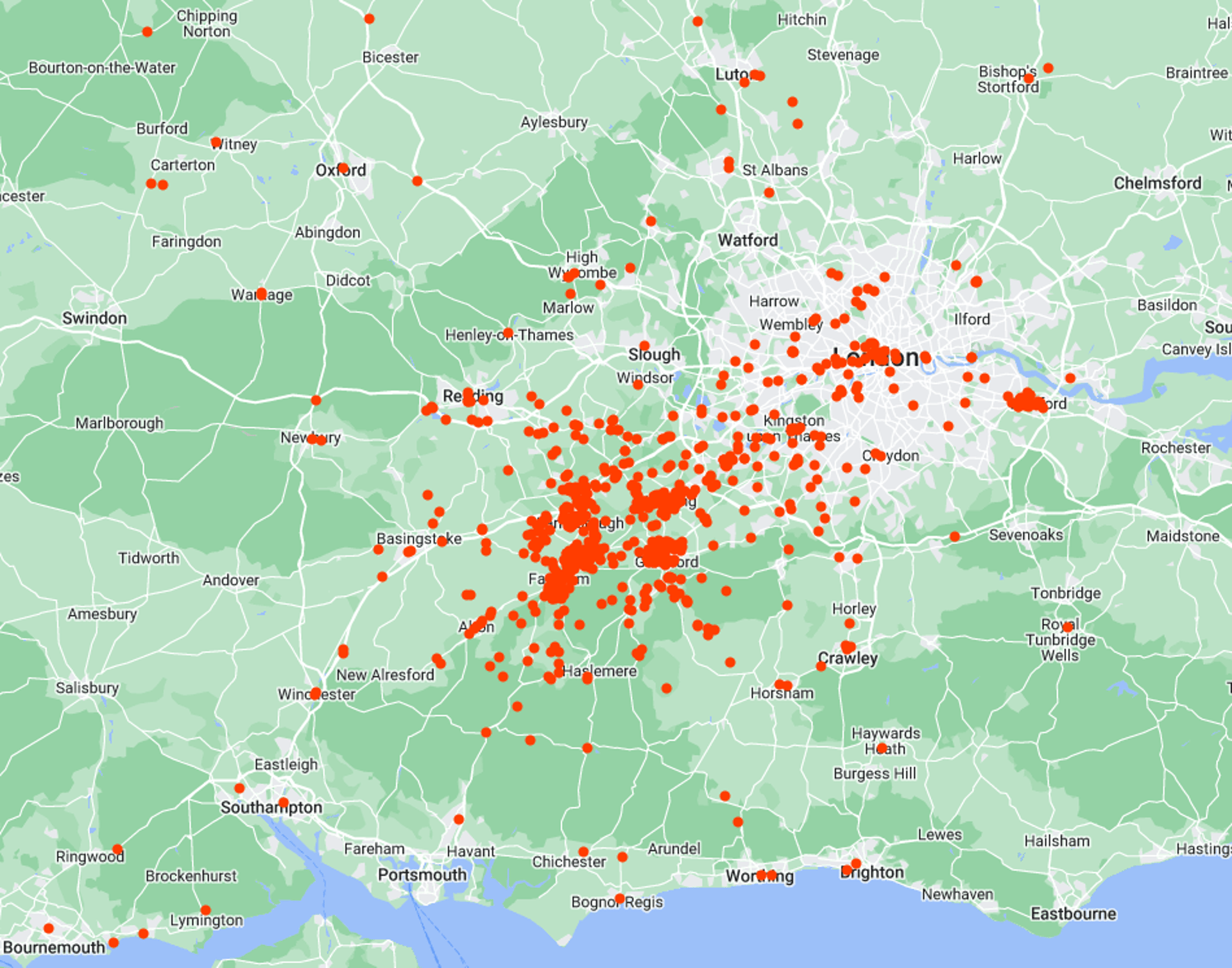 map of customers for Leovan Removals