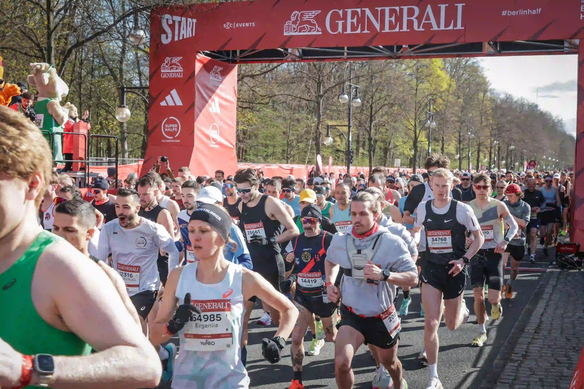 A group of runners running a marathon race