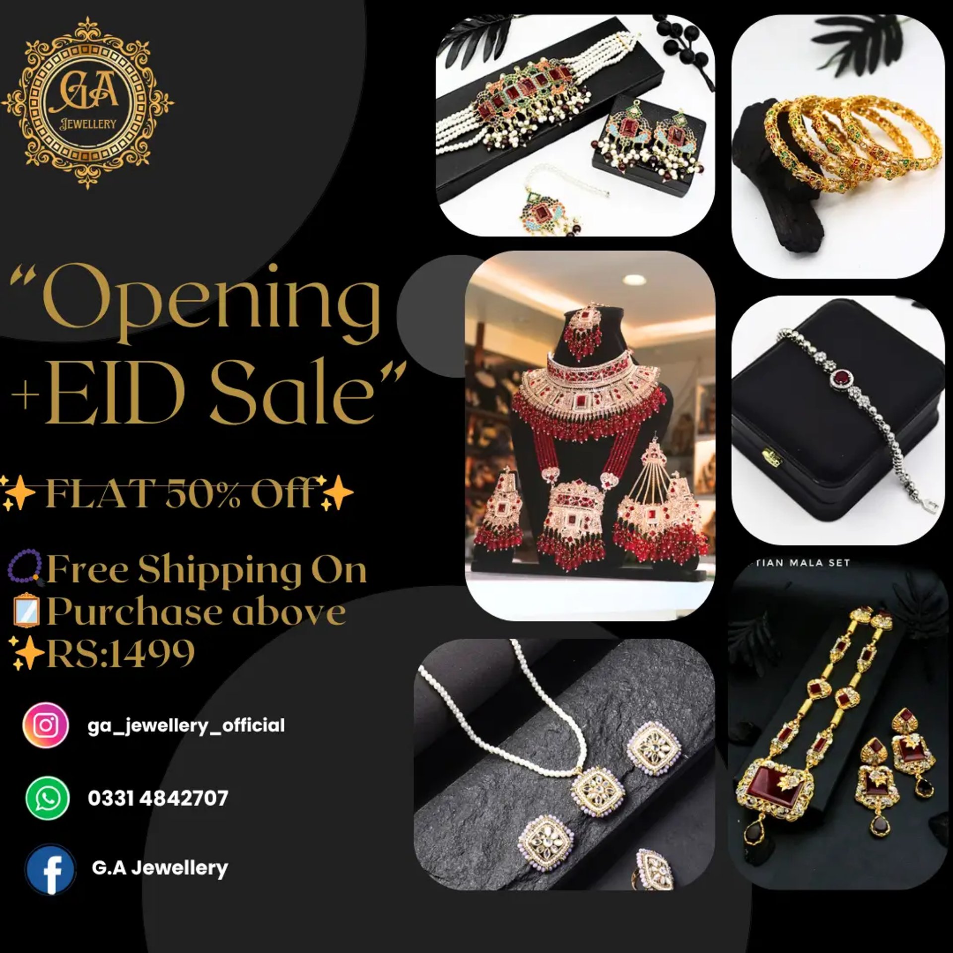 G.A Jewellery Opening plus EID Sale Flat 50% OFF Pluse Free Shipping on order above Rs:1499