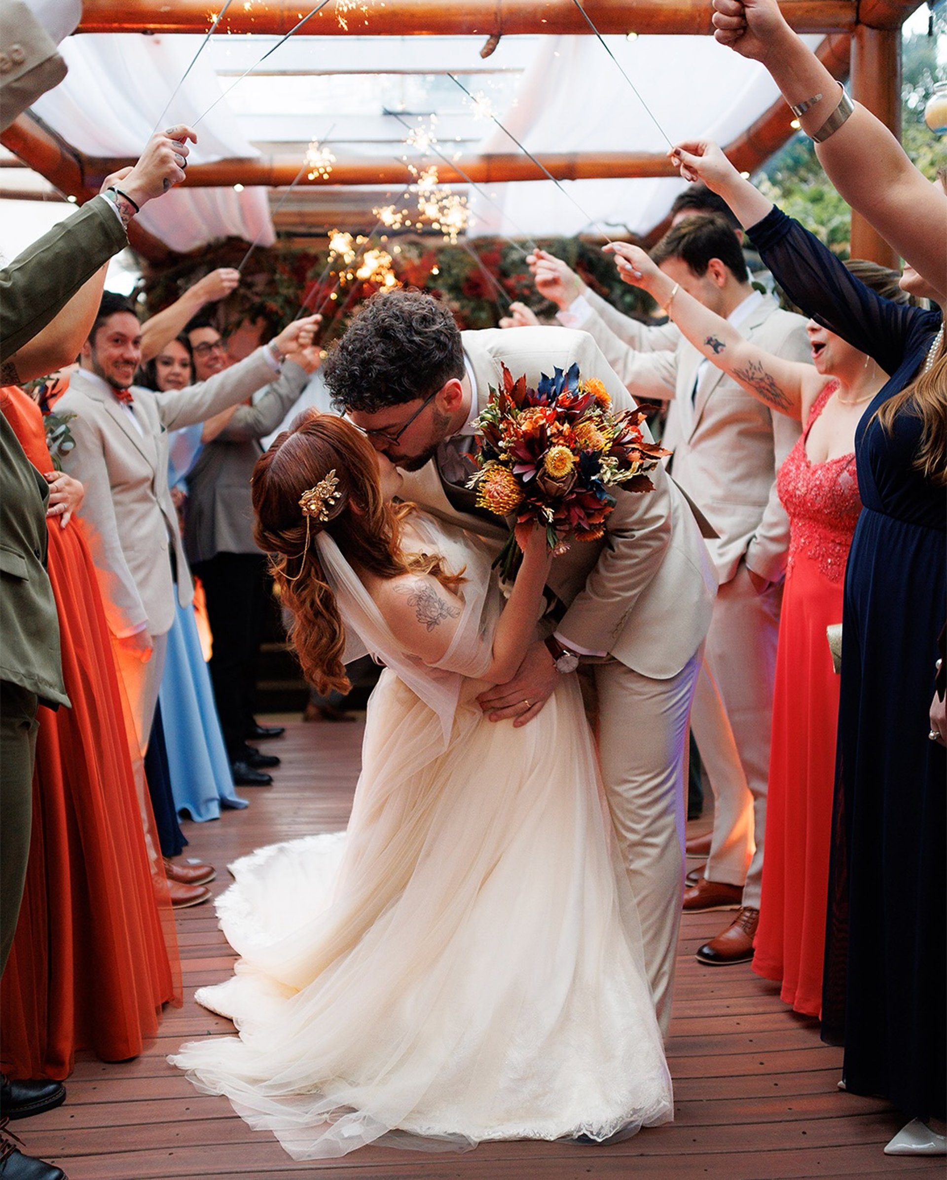 an abstract photo of a curved building with a blue sky in the background