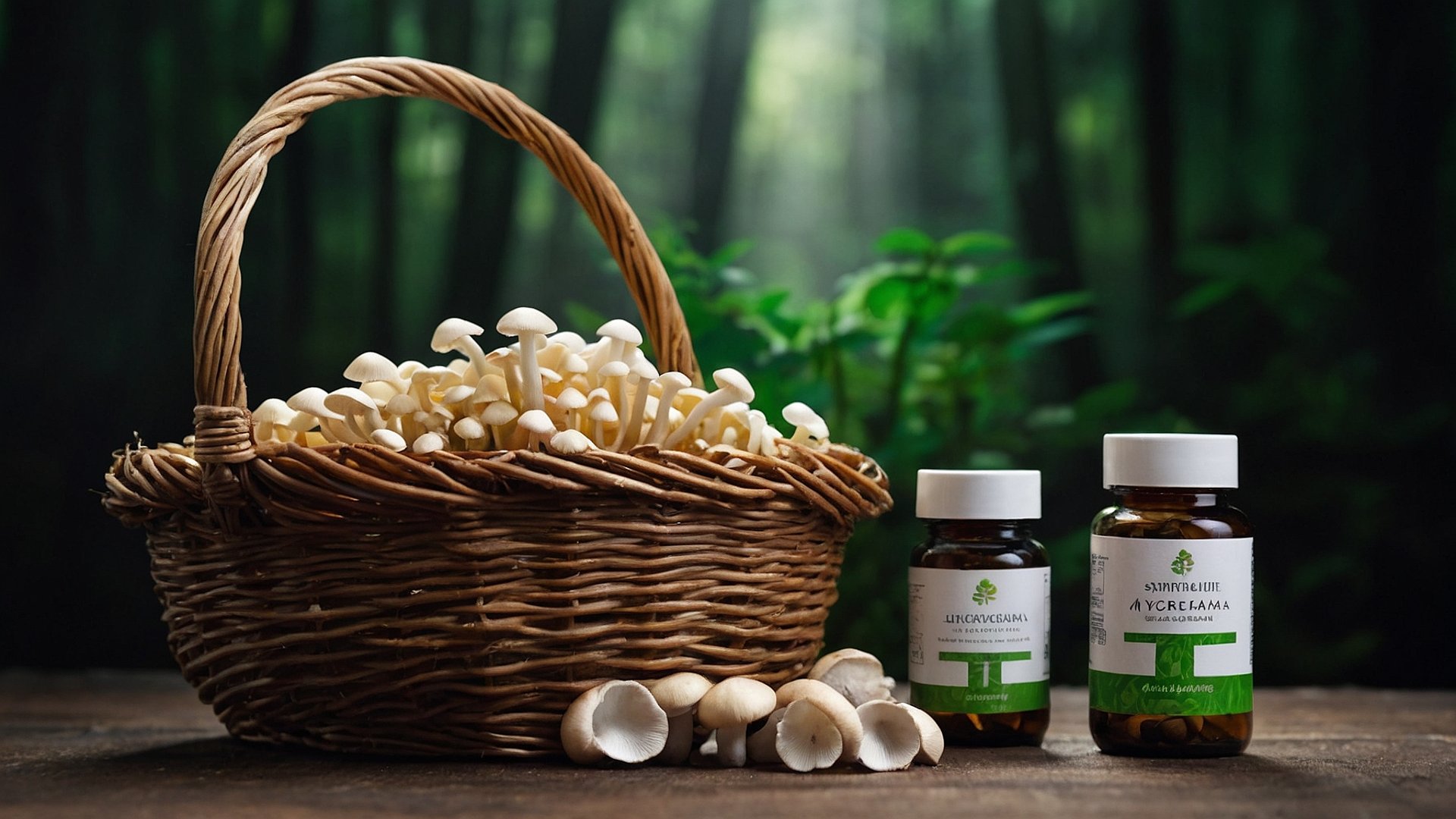 bosque con setas y hongos medicinales