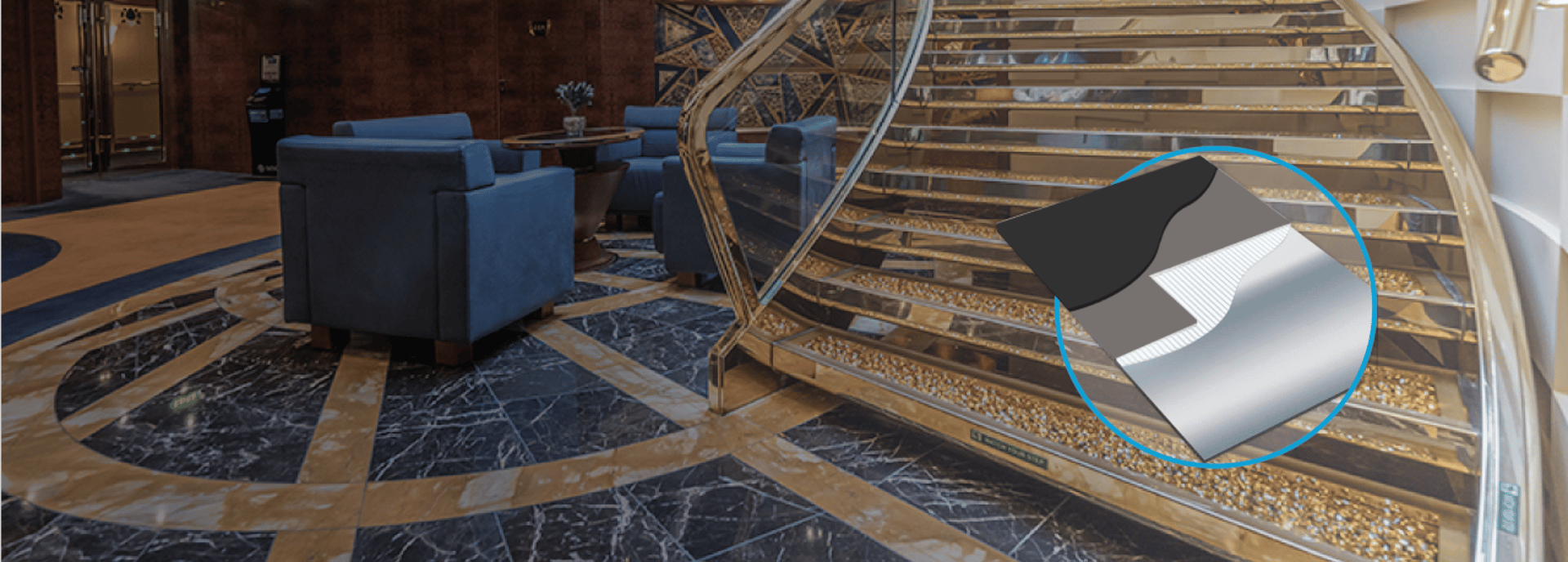 an abstract photo of a curved building with a blue sky in the background