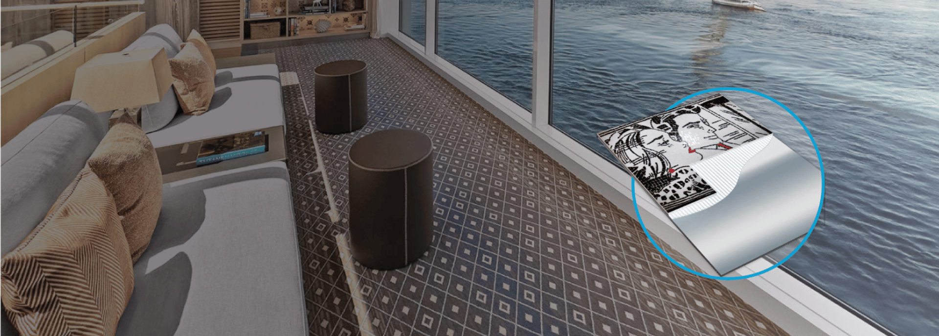 an abstract photo of a curved building with a blue sky in the background