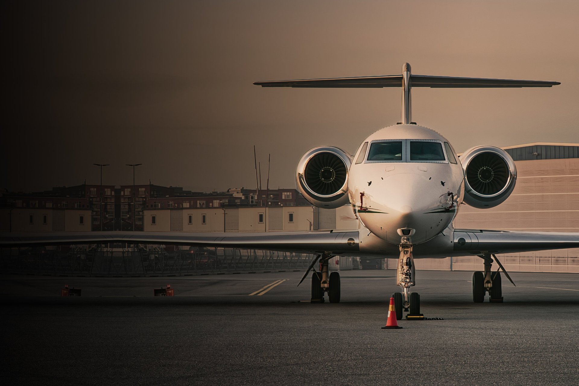 Hawker 800XP cabin interior with luxury leather seating and ambient lighting