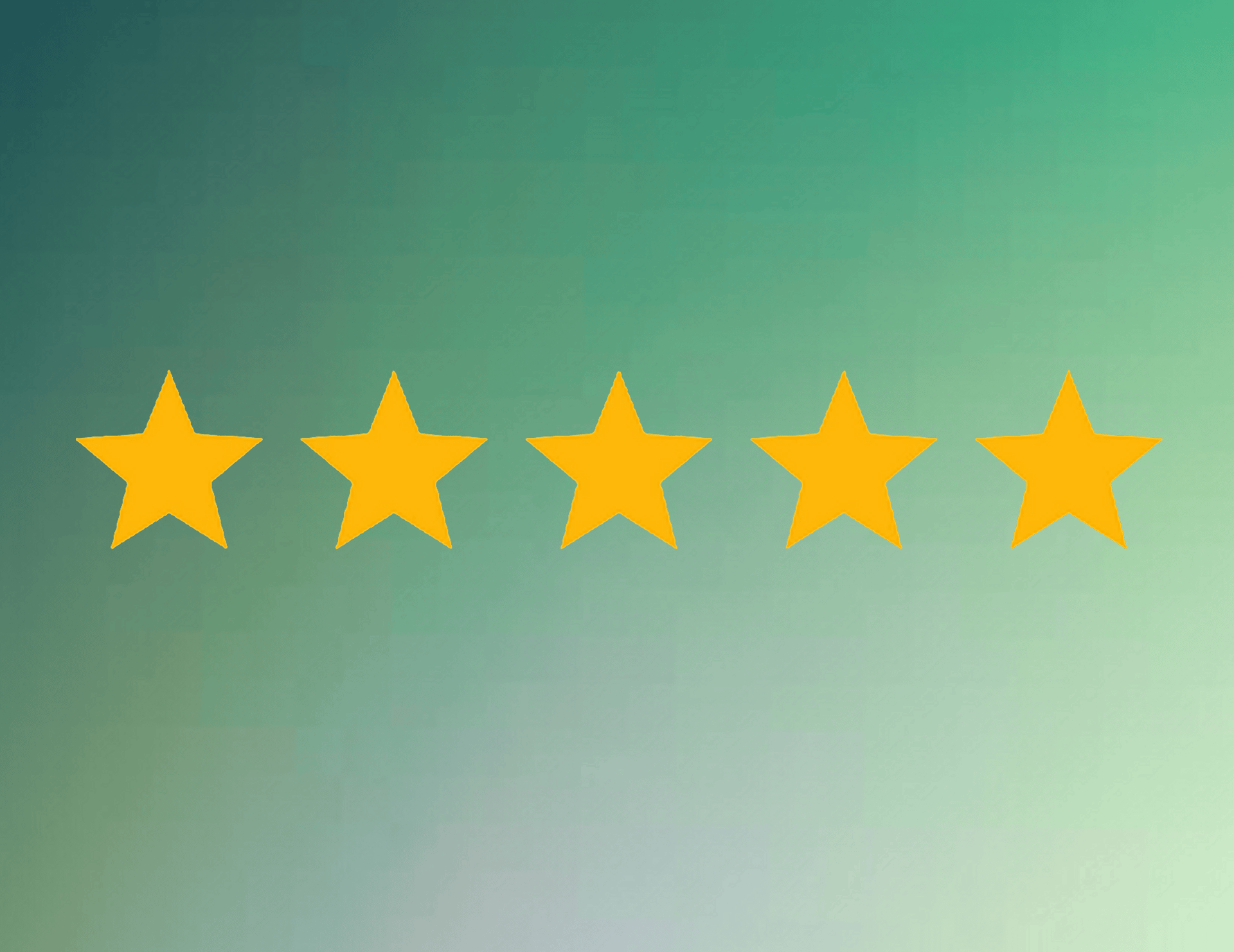 Green gradient background with five gold stars