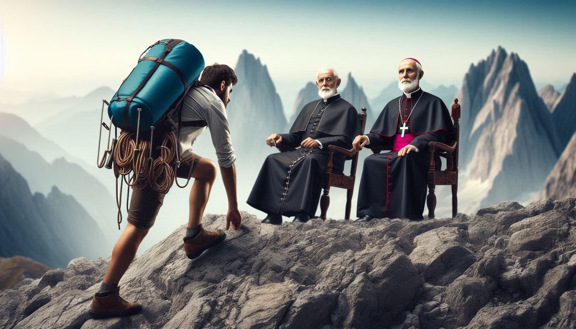 a man climbing up the side of a mountain