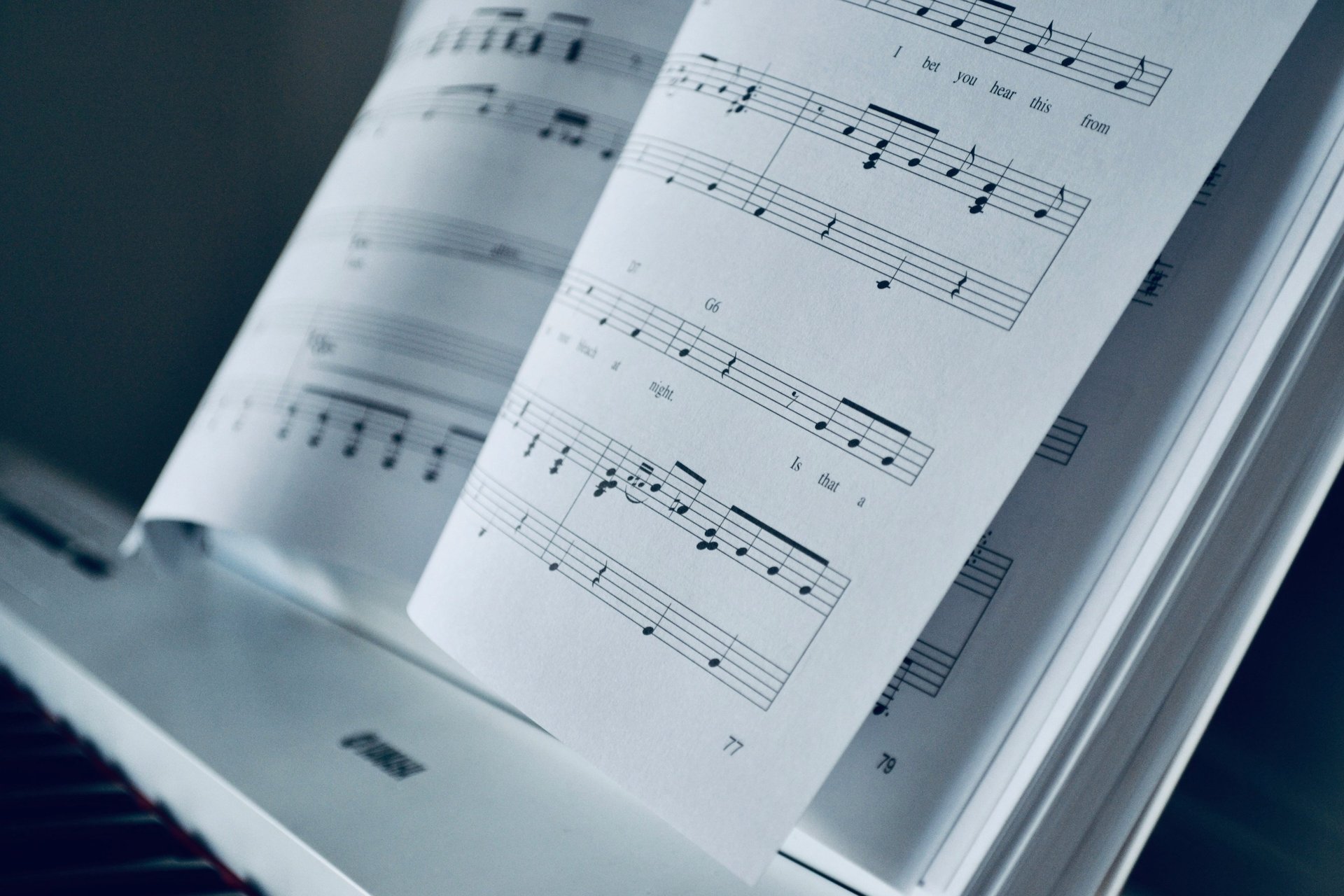 piano book on keyboard image for free lead sheets by Jen Smith Lanthier