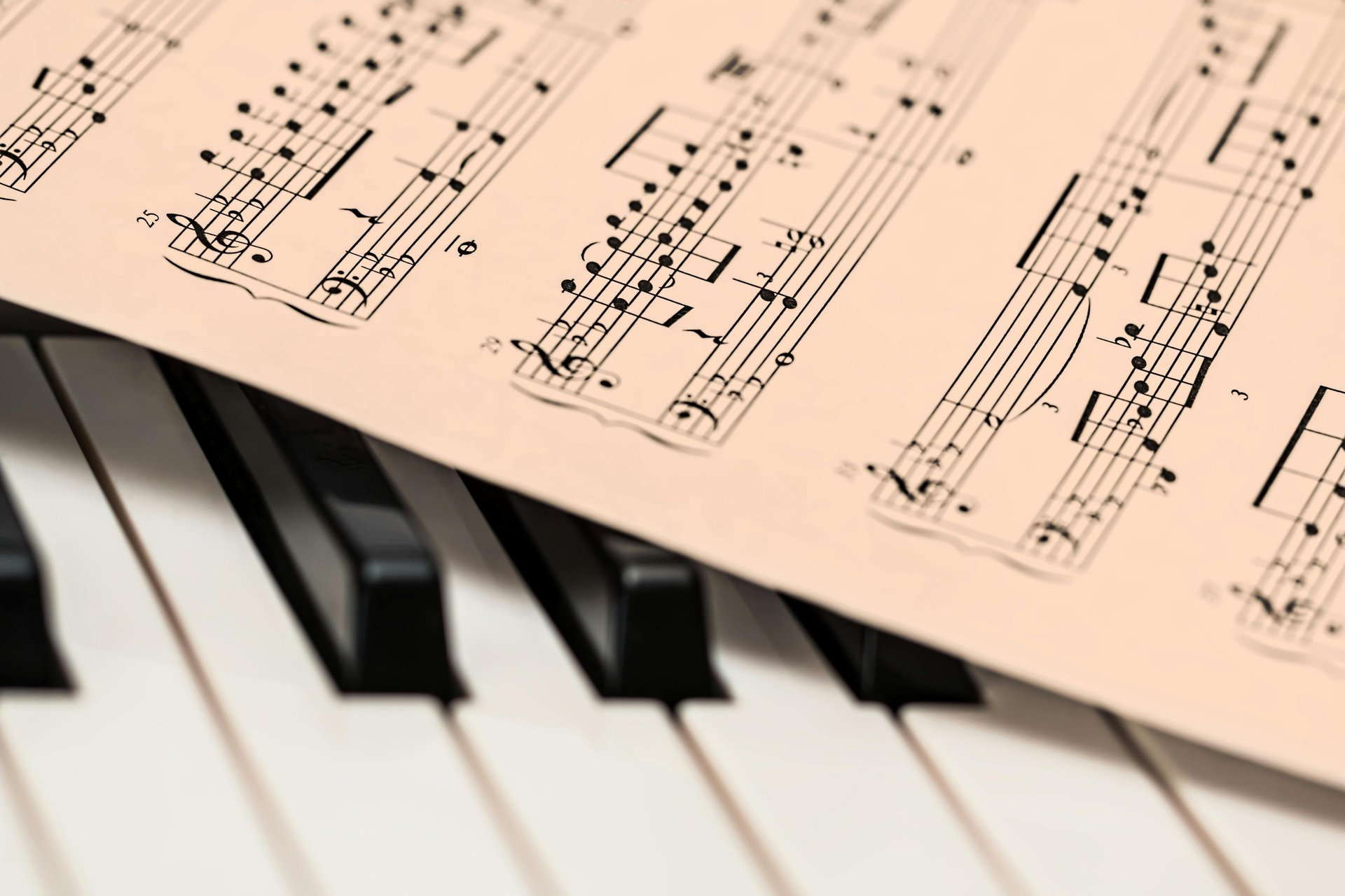 Sheet Music on piano keyboard image for composer Jen Smith Lanthier