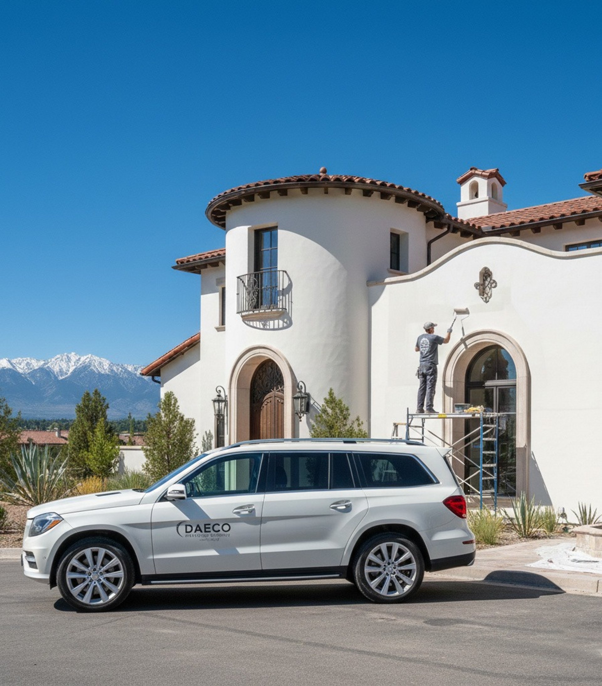 an abstract photo of a curved building with a blue sky in the background