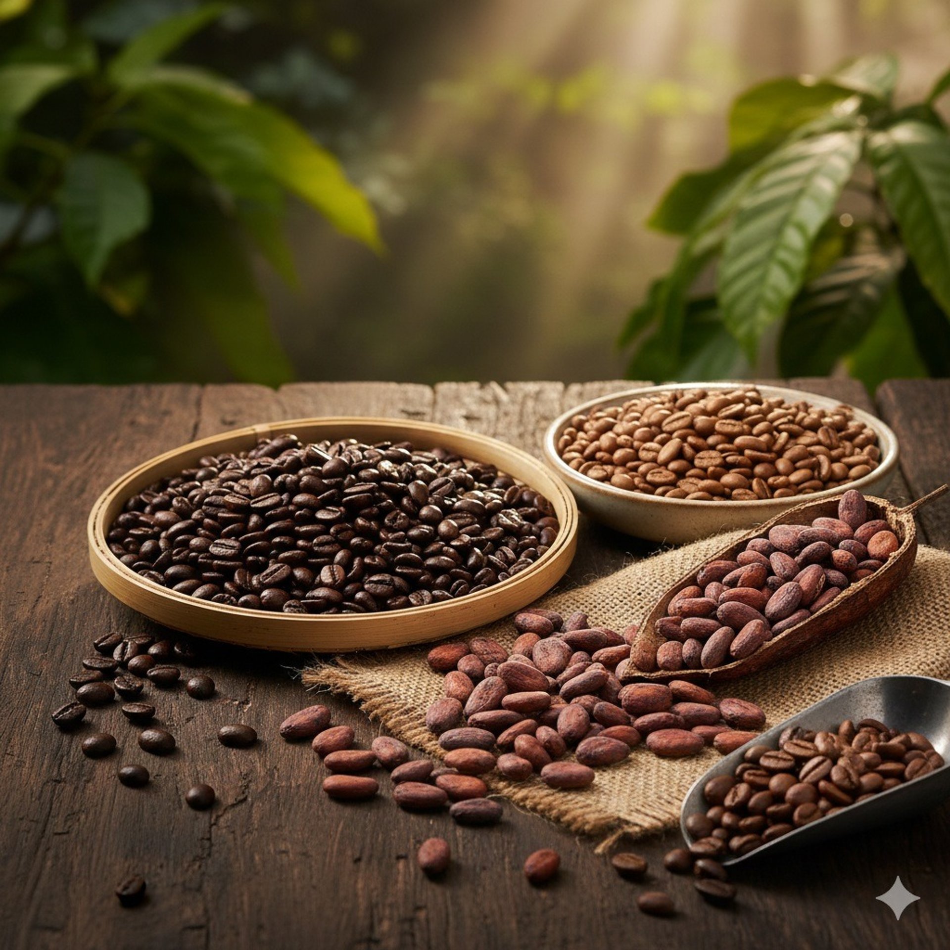 Premium green Arabica coffee beans inside bulk export jute bags at Indonesia sourcing facility