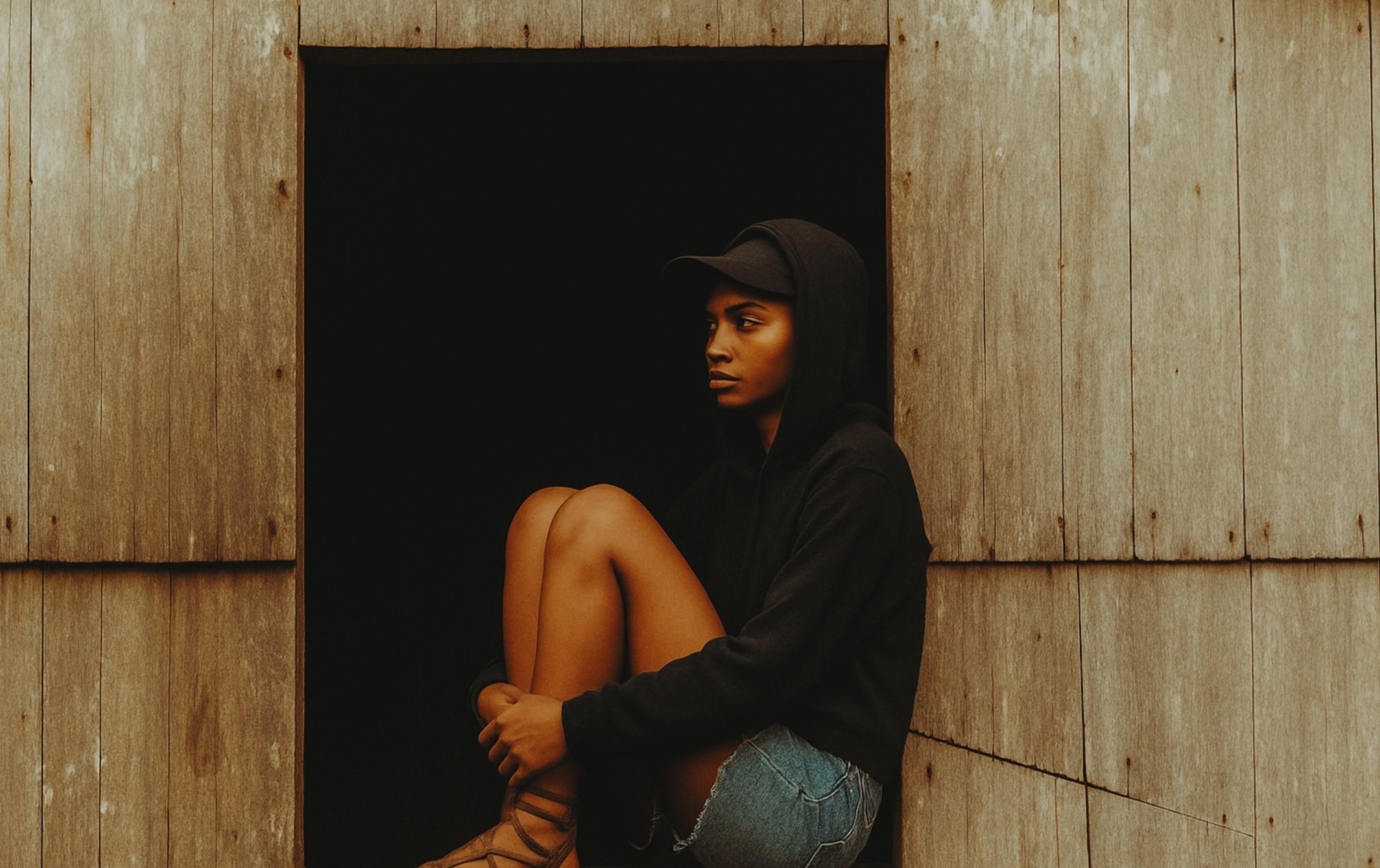 an abstract photo of a curved building with a blue sky in the background
