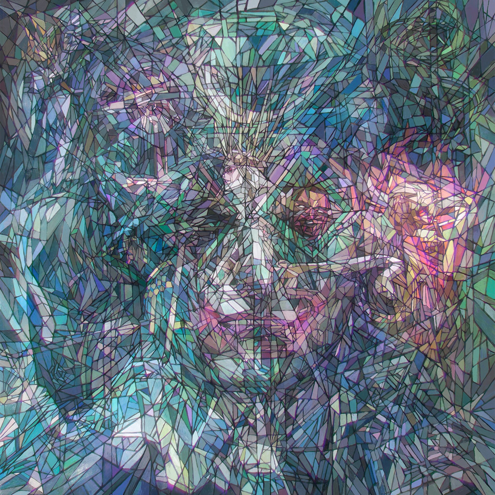 a close up of a mosaic tile wall