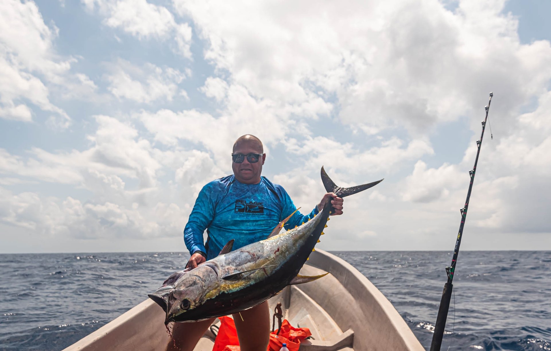 Zanzibar Fishing Trips - Happy man with Yellowfin Tuna on Latham Island