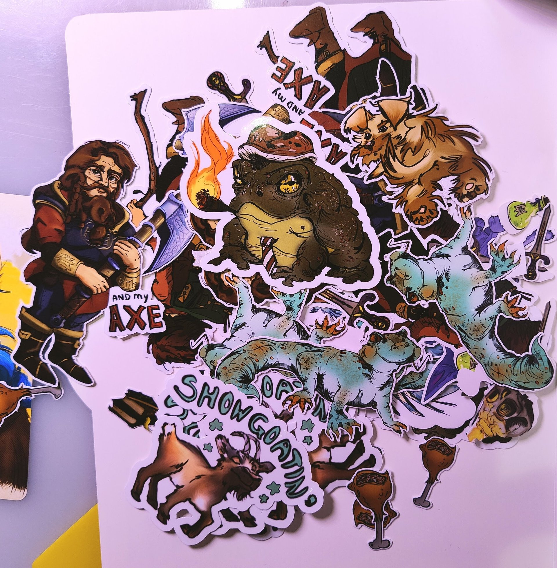 a folder full of cute animal and rpg stickers