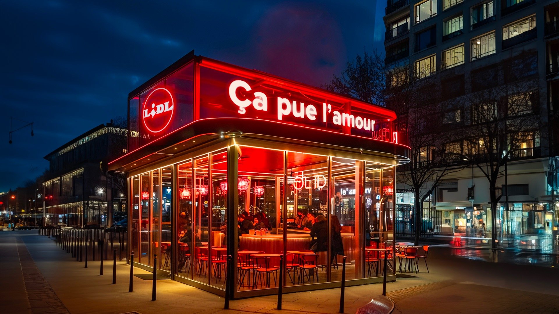 an abstract photo of a curved building with a blue sky in the background