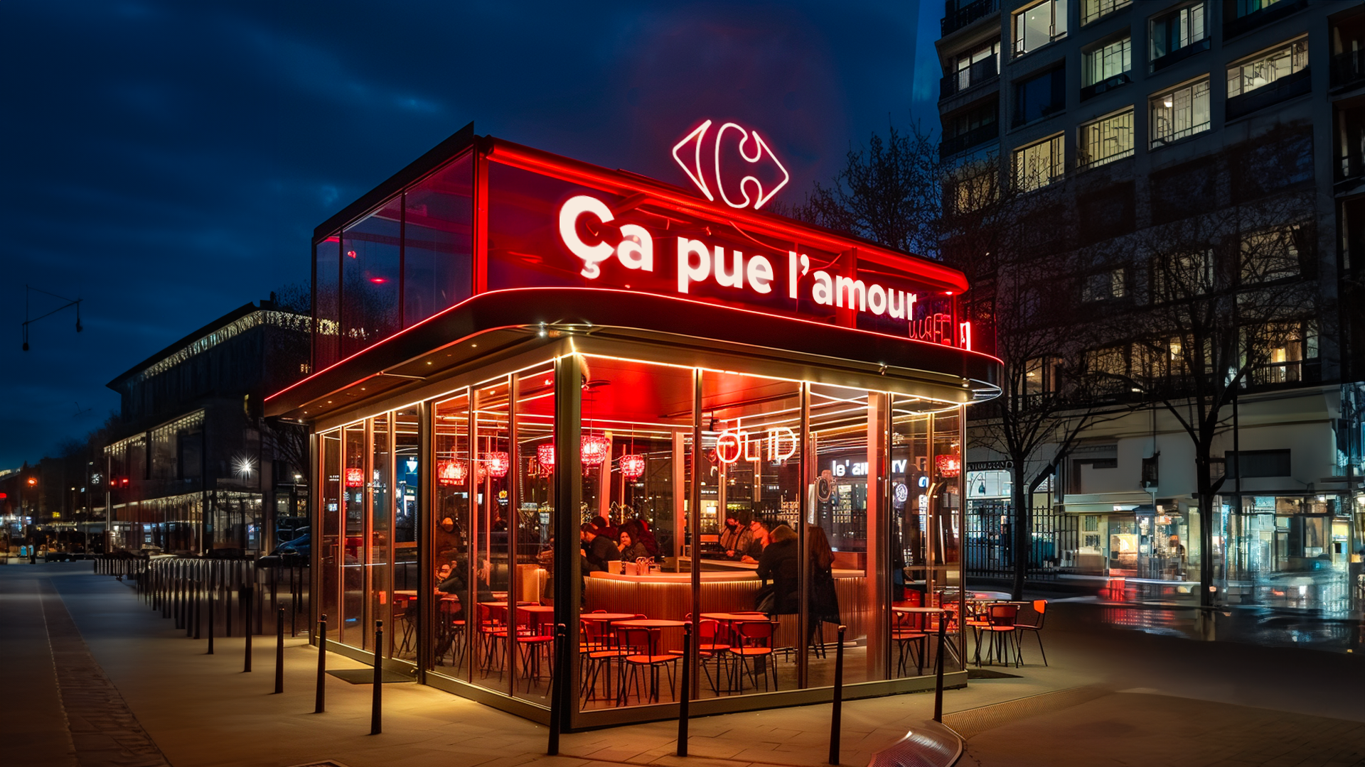 an abstract photo of a curved building with a blue sky in the background
