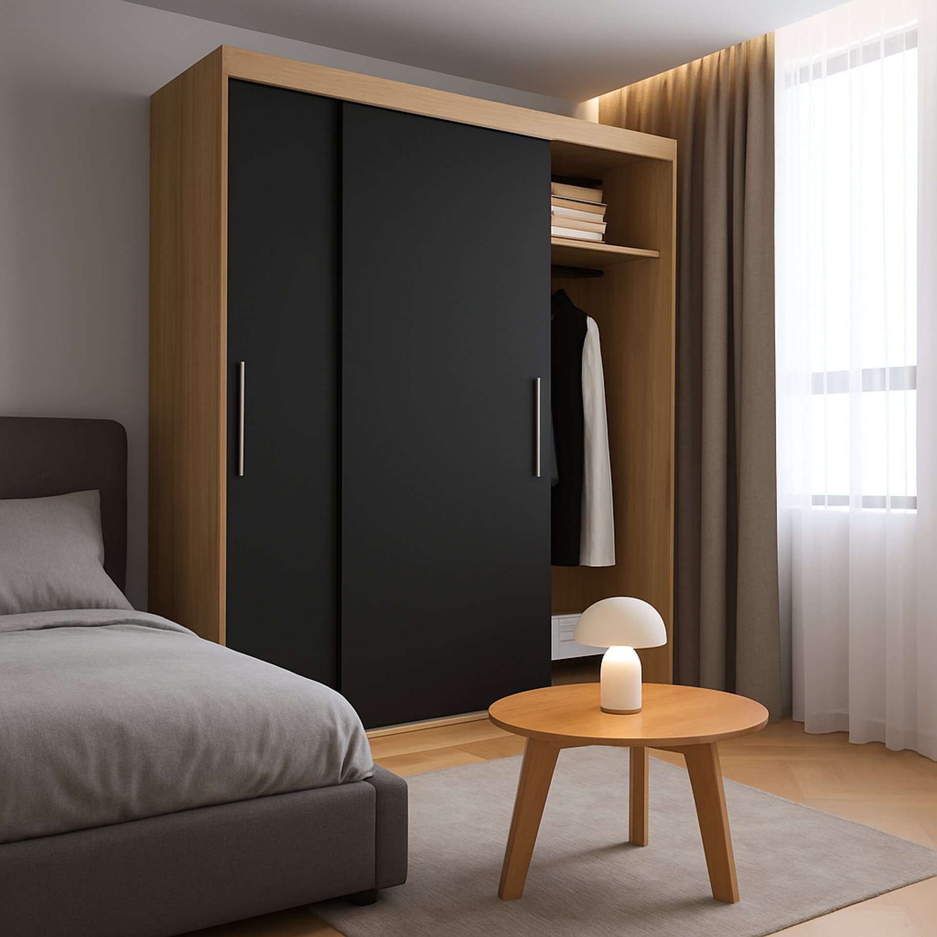 a living room filled with furniture and a mirror