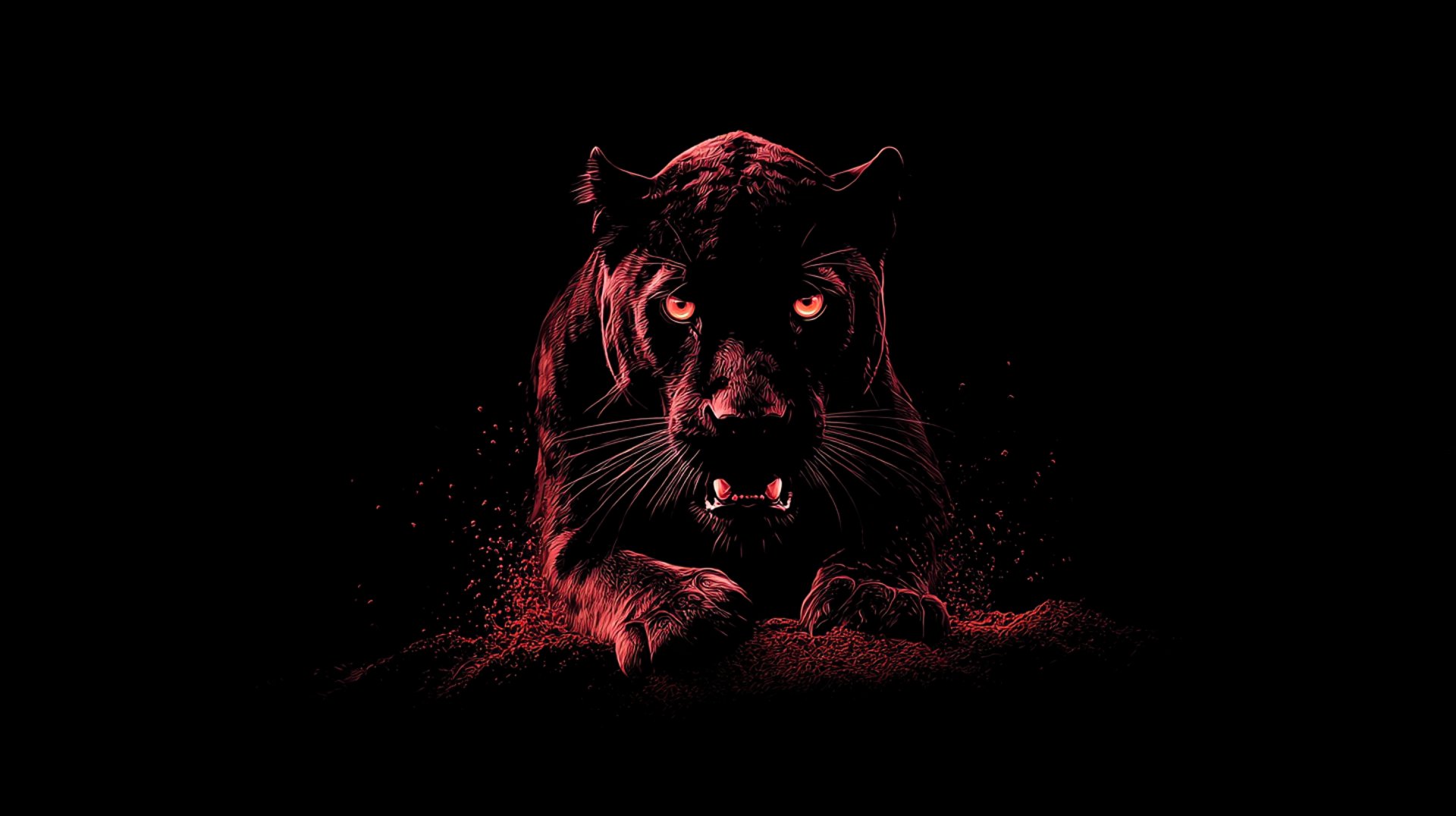 A sleek black jaguar emerging from absolute darkness, its features subtly defined by moody, dramatic lighting.