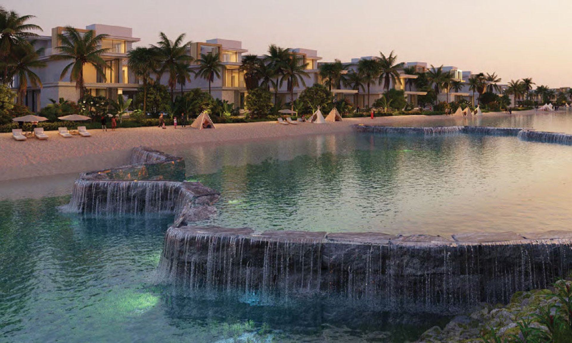 an abstract photo of a curved building with a blue sky in the background