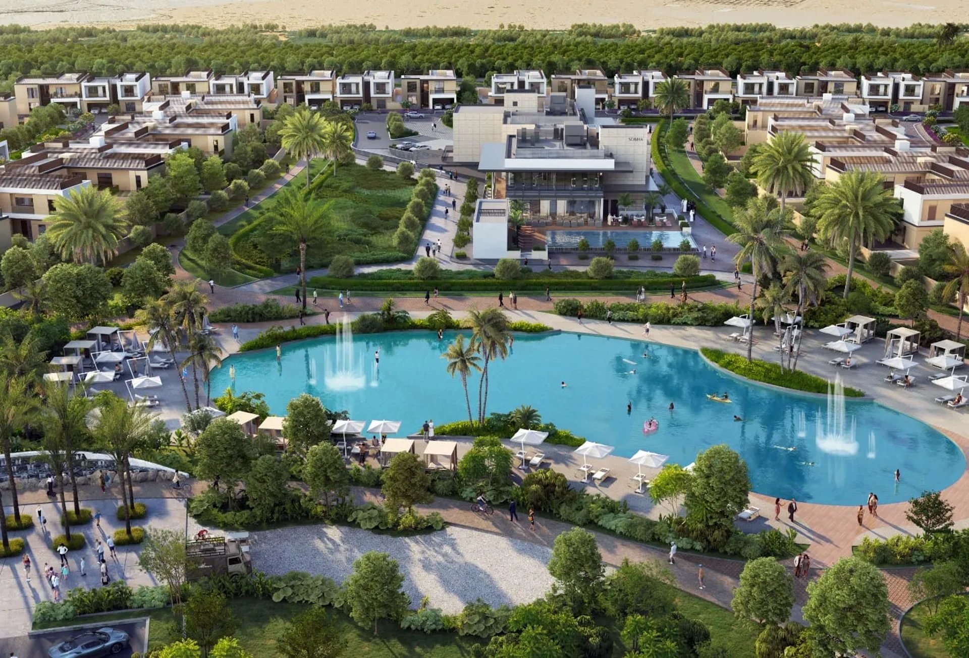 an abstract photo of a curved building with a blue sky in the background