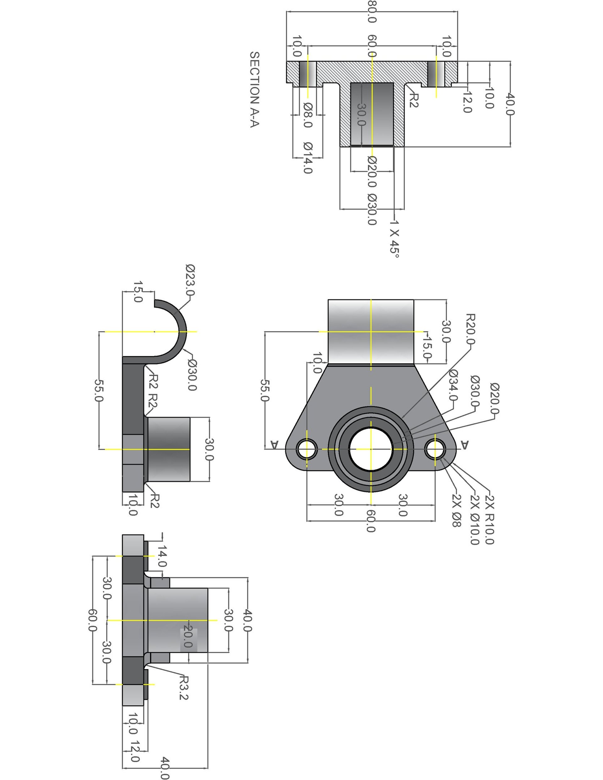 Machined Component AutoCAD 2D