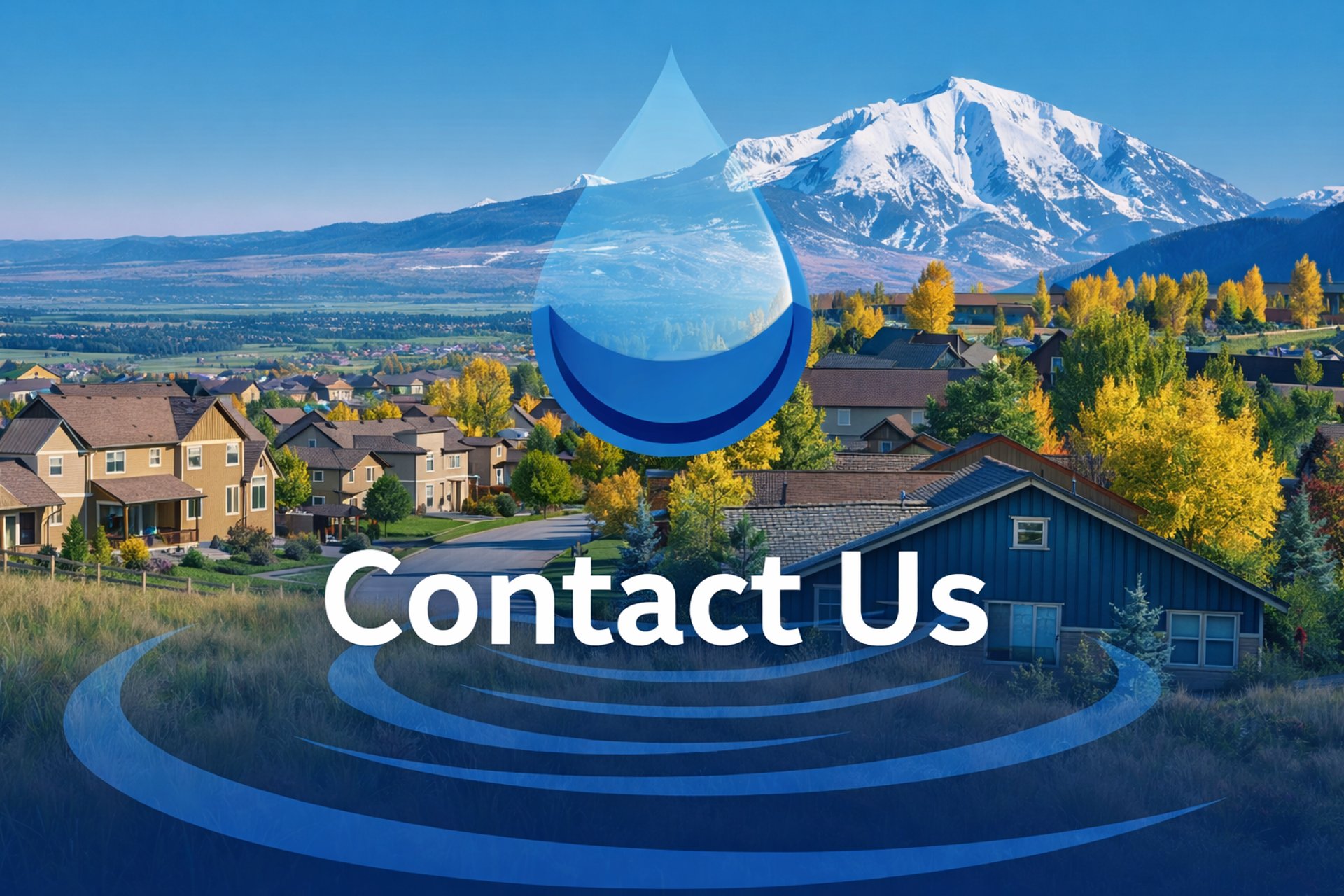 contact us written over mountain and neighborhood view
