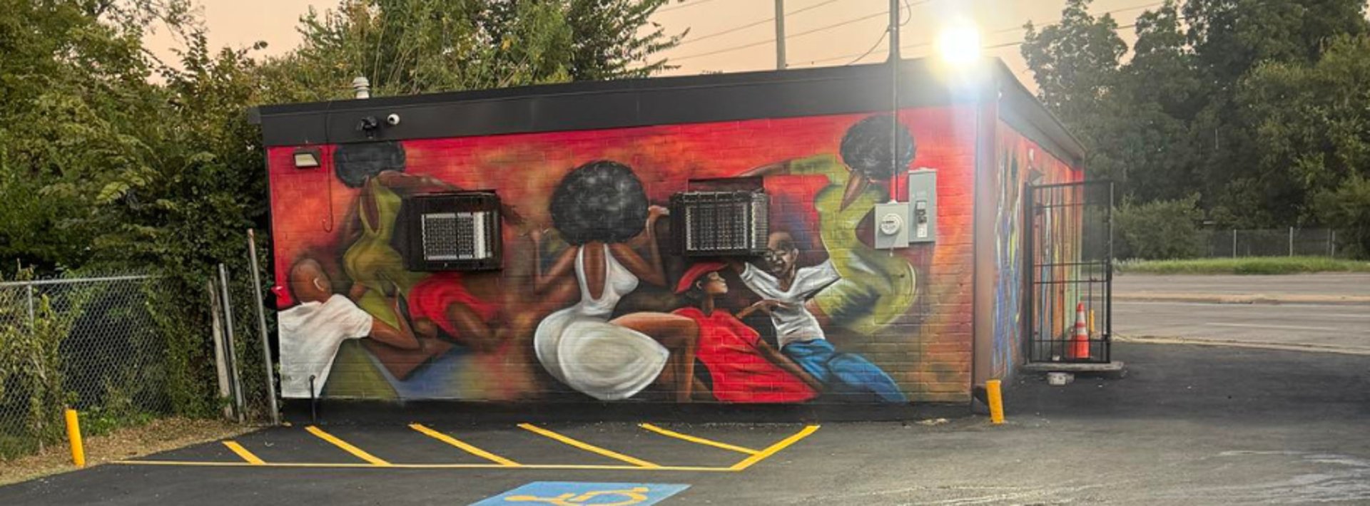 a disco ball hanging from the ceiling of a building