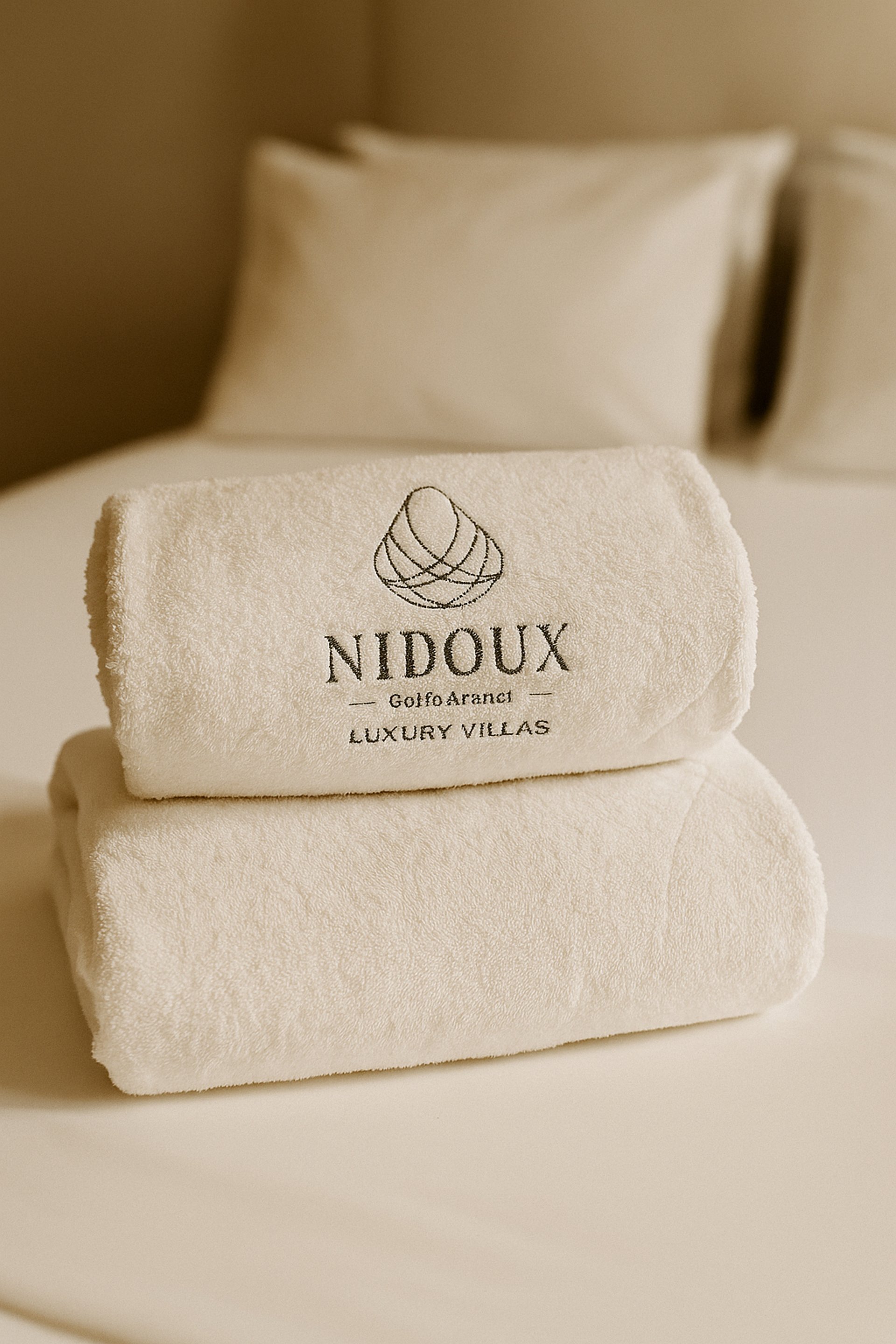 an abstract photo of a curved building with a blue sky in the background