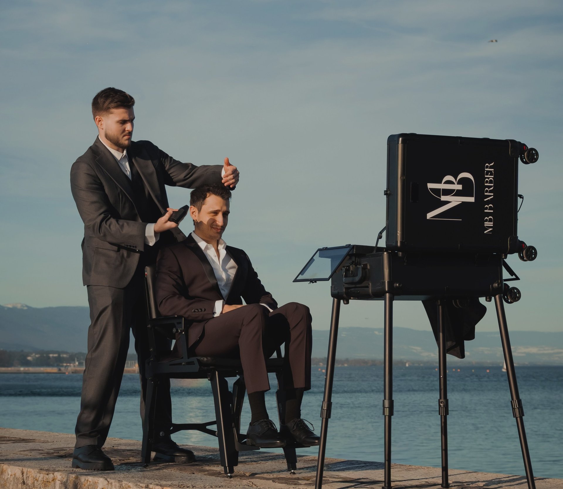 an abstract photo of a curved building with a blue sky in the background