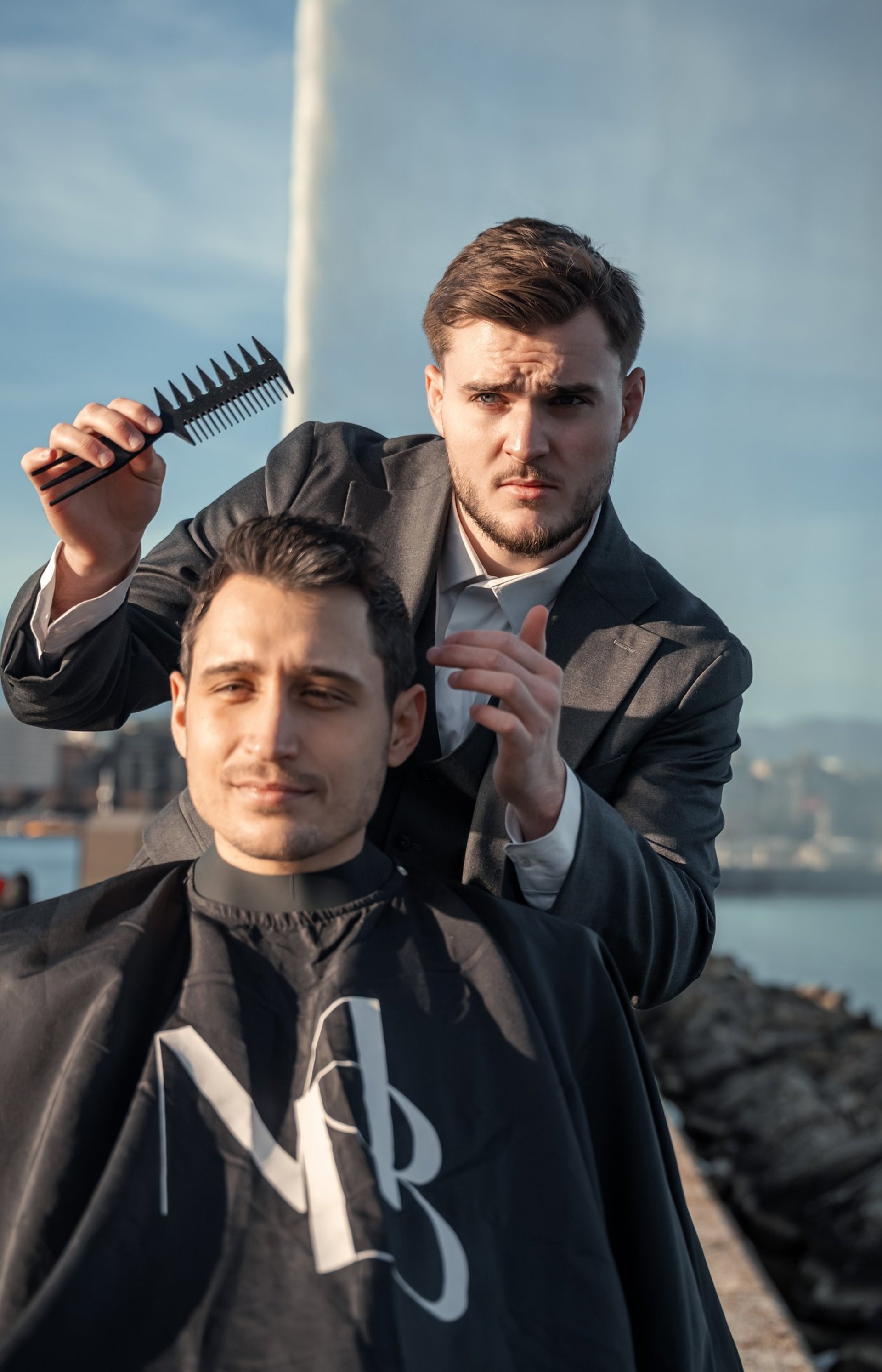 an abstract photo of a curved building with a blue sky in the background