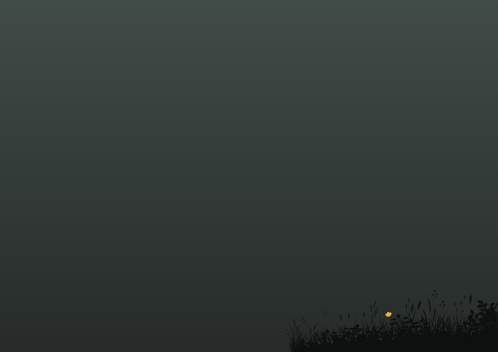 image de fond vert foncé avec de l'herbe en bas de la page et une fleur jaune