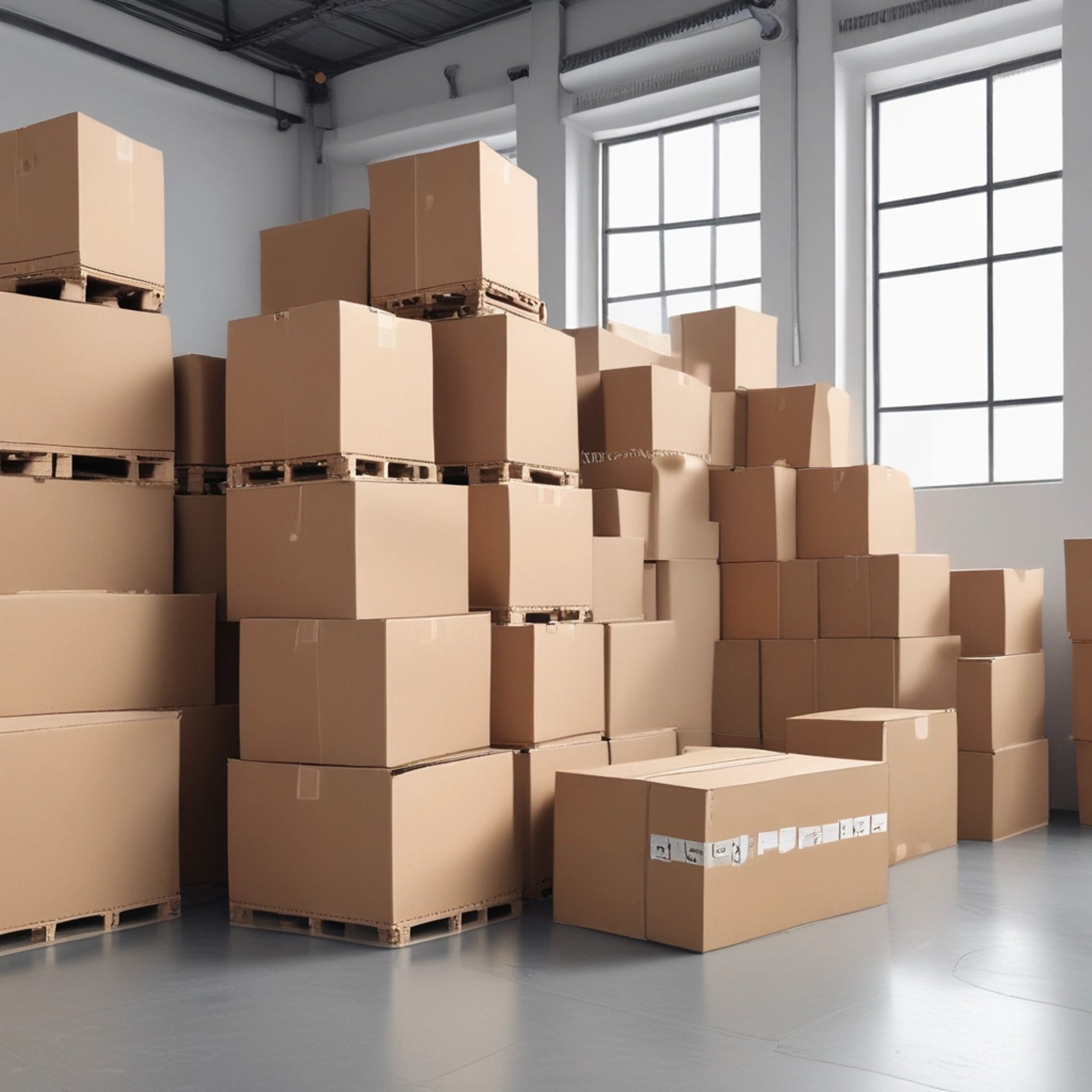 a lot of brown boxes that are open