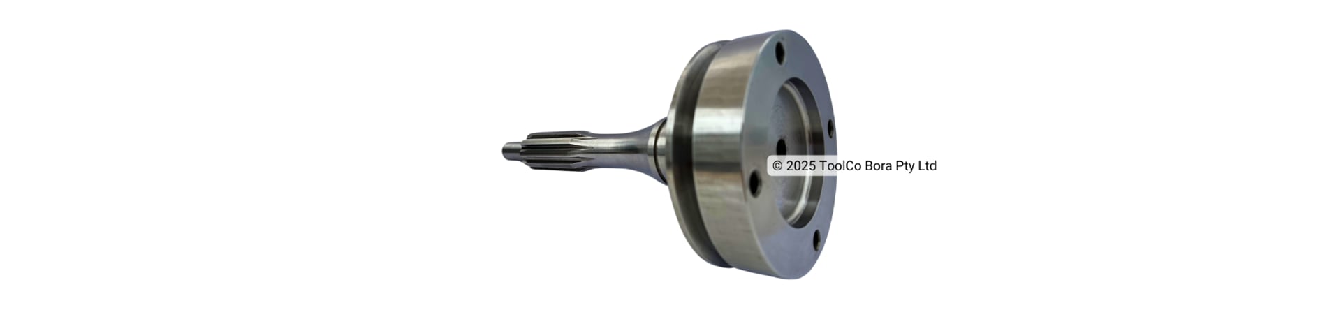 Machined car axle with spline on white background